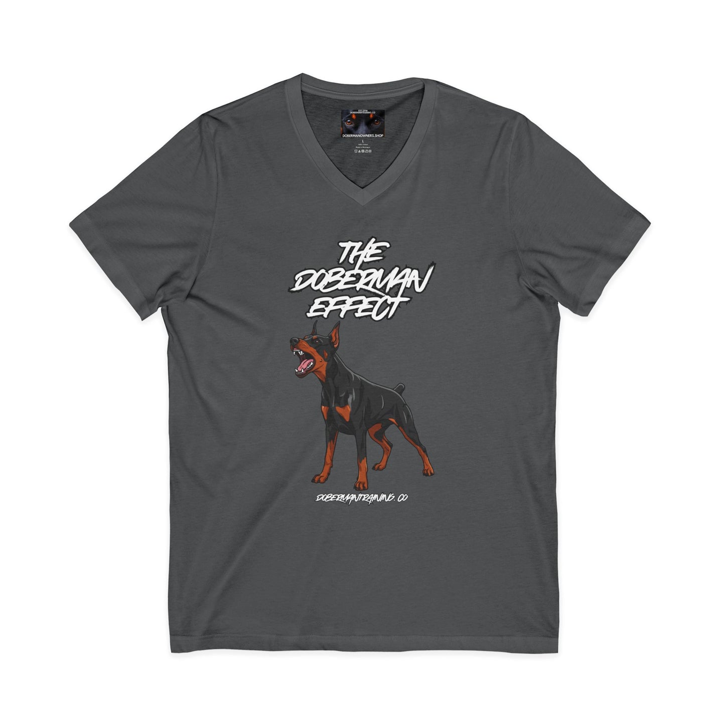 Doberman Effect 1 Private Label Unisex Jersey Short Sleeve V-Neck Tee
