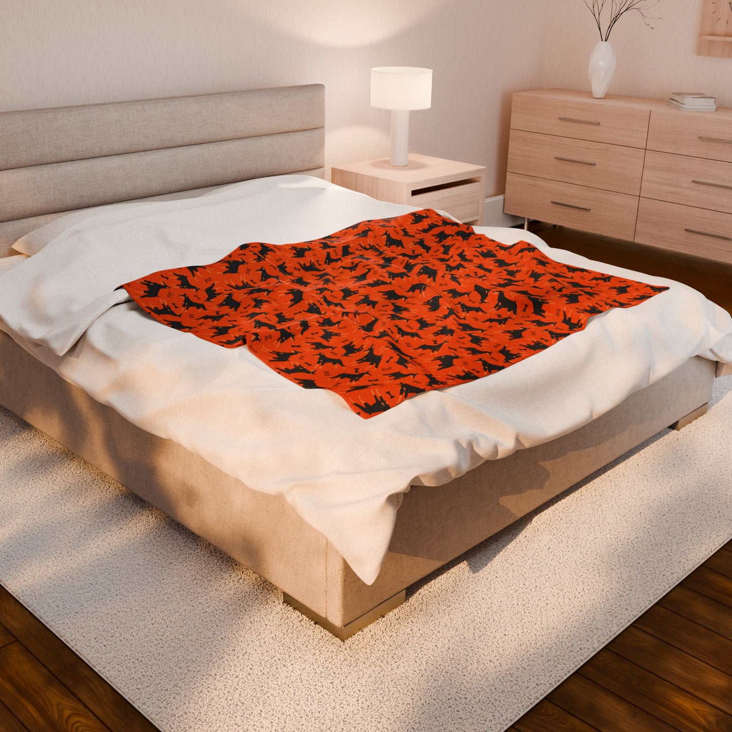 Orange AOP Velveteen Plush Blanket
