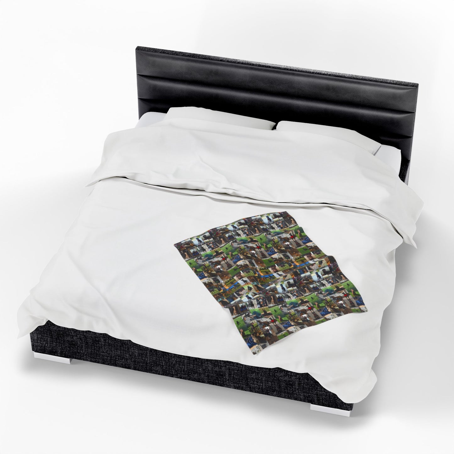 Custom Doberman Photo Collage Velveteen Plush Blanket — Memory Throw