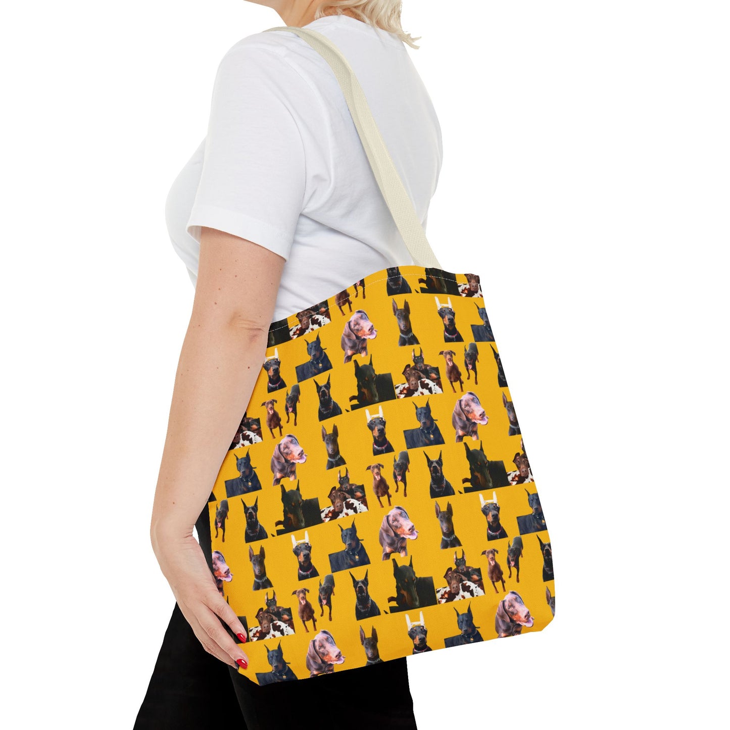 Edition 10 Doberman Model Pattern Yellow Tote Bag