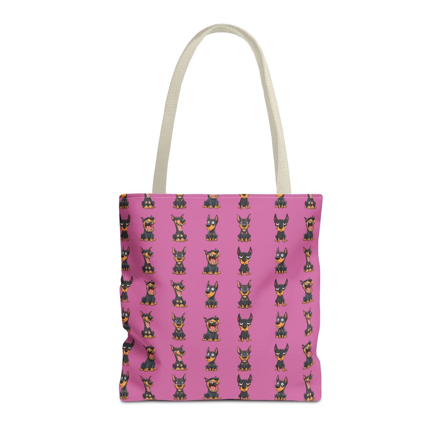 Doberman Cartoon Pattern Pink Tote Bag