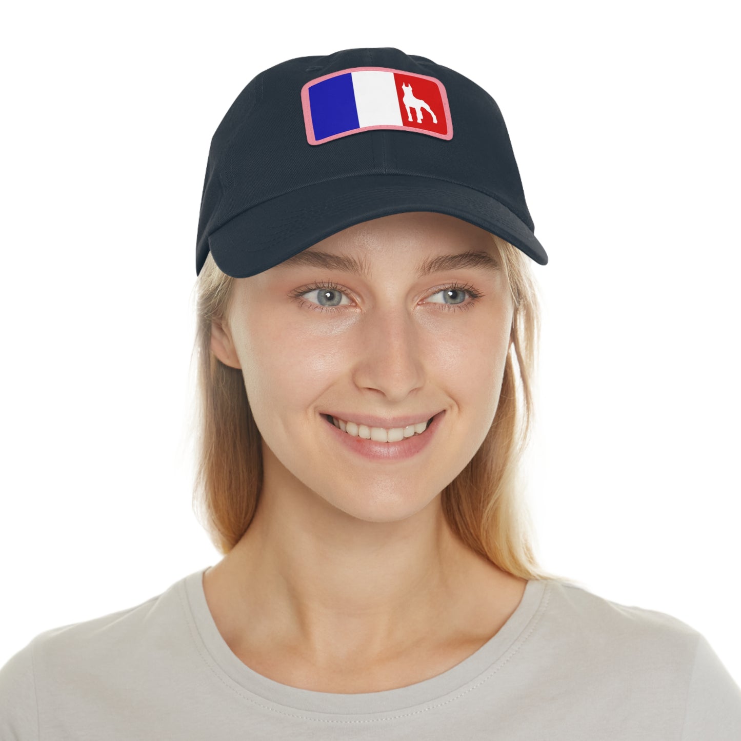 Doberman France Protect 1 Dad Hat with Leather Patch (Rectangle)
