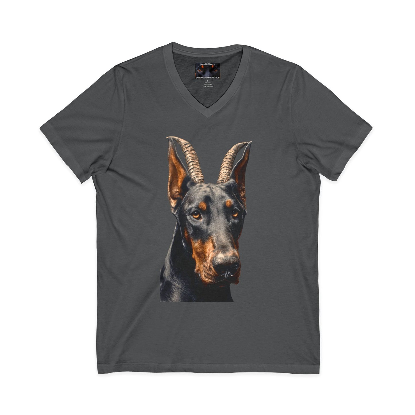 Doberman Goat 2 Private Label Unisex Jersey Short Sleeve V-Neck Tee