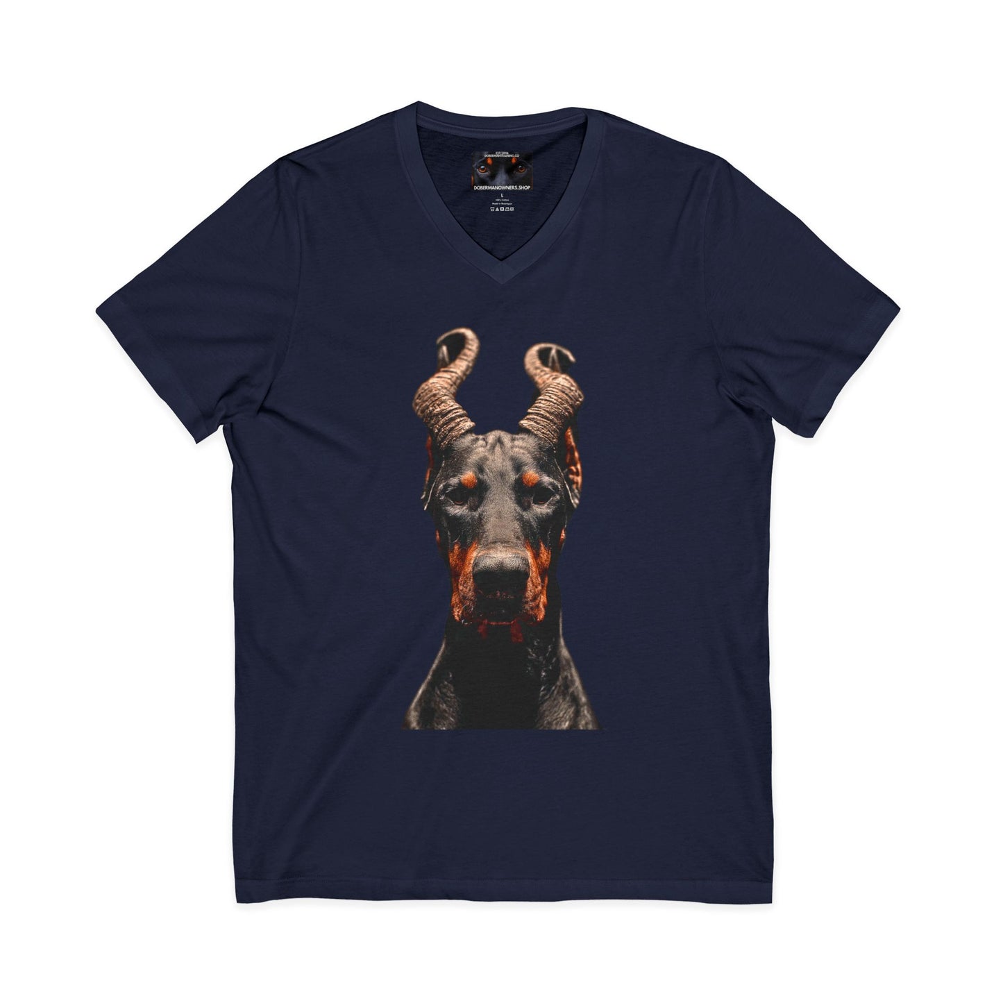 Doberman Goat 1 Private Label Unisex Jersey Short Sleeve V-Neck Tee