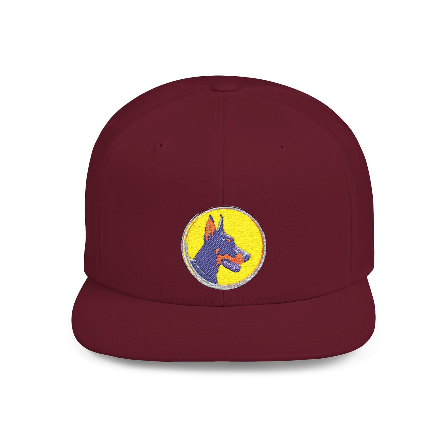 Doberman 3 Embroidered Flat Bill Snapback