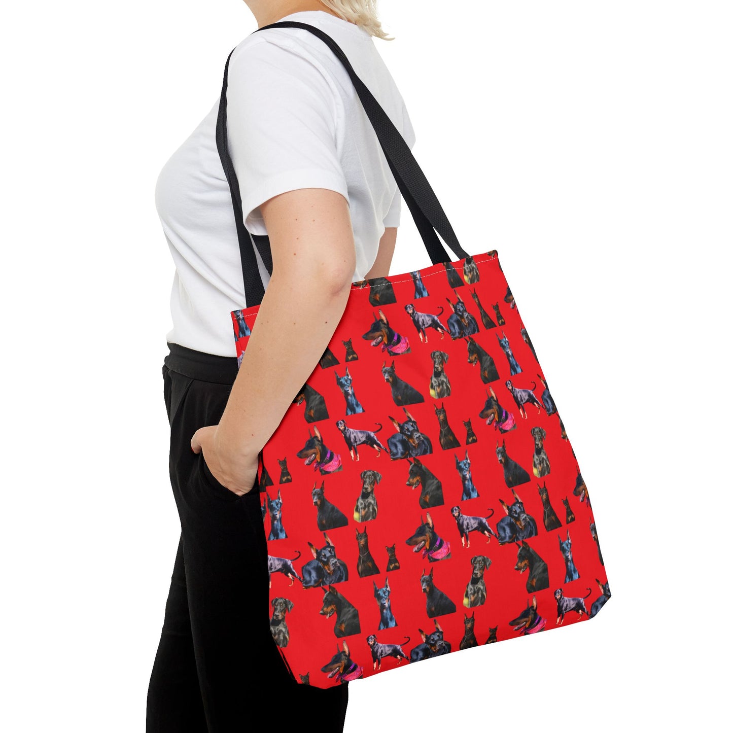 Edition 7 Doberman Model Pattern Red Tote Bag