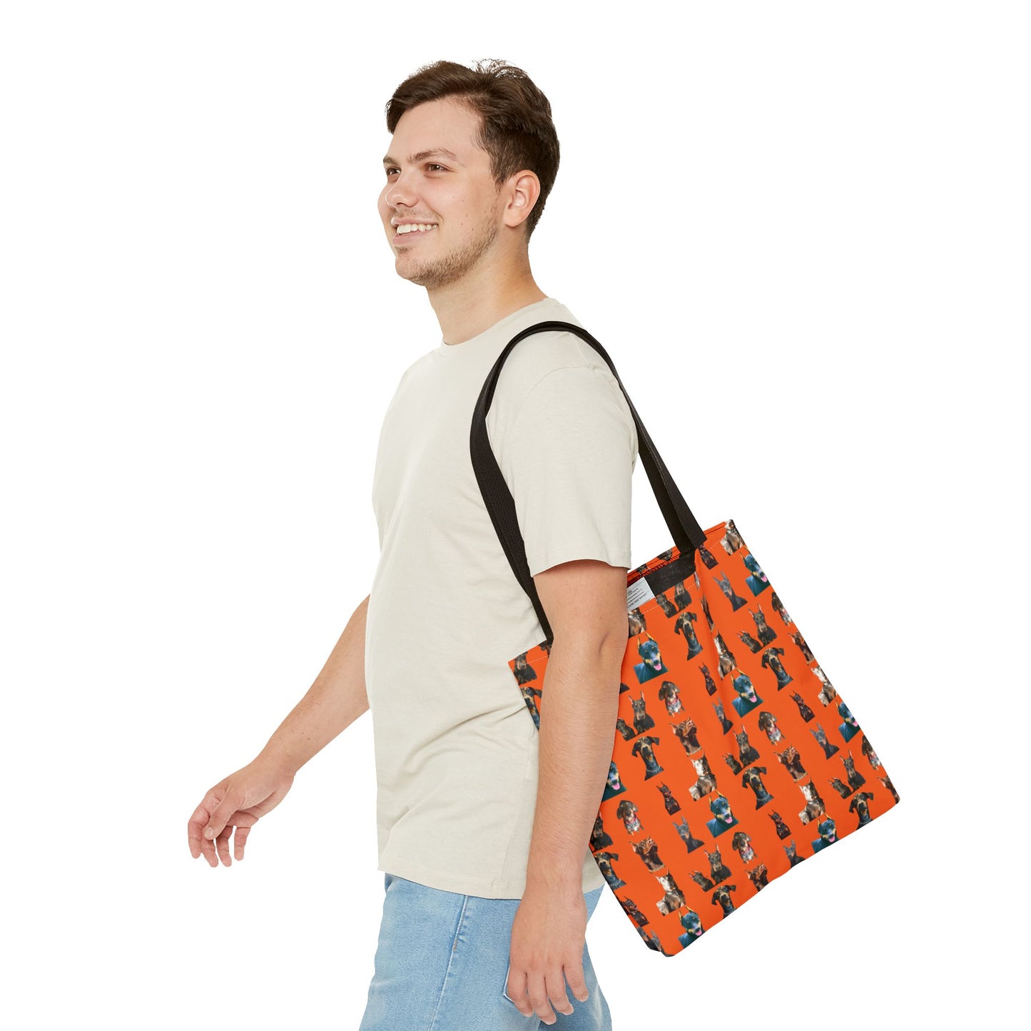 Edition 4 Doberman Model Pattern Orange Tote Bag