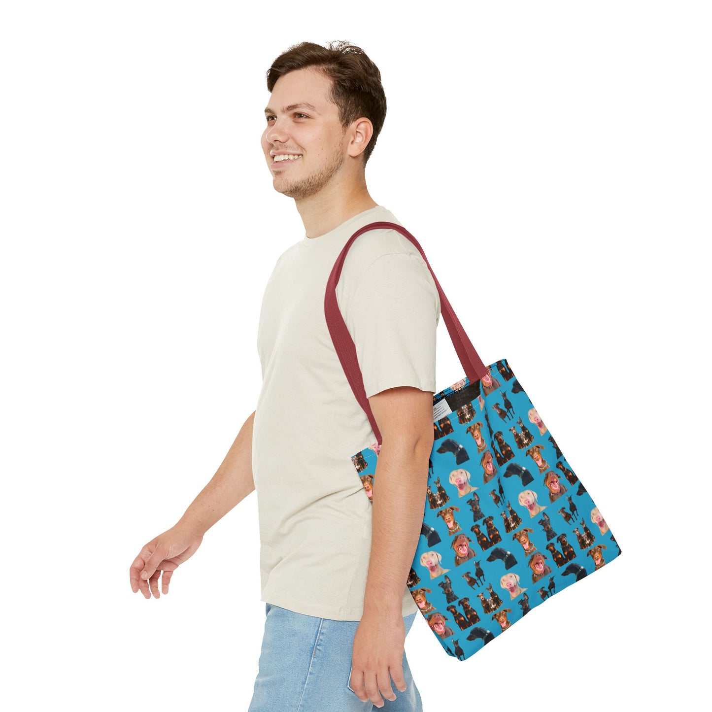 Edition 9 Doberman Model Pattern Turquoise Tote Bag
