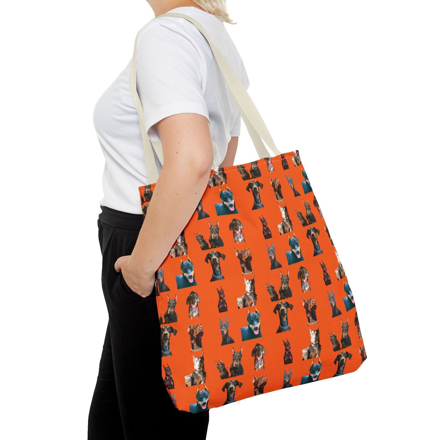 Edition 4 Doberman Model Pattern Orange Tote Bag