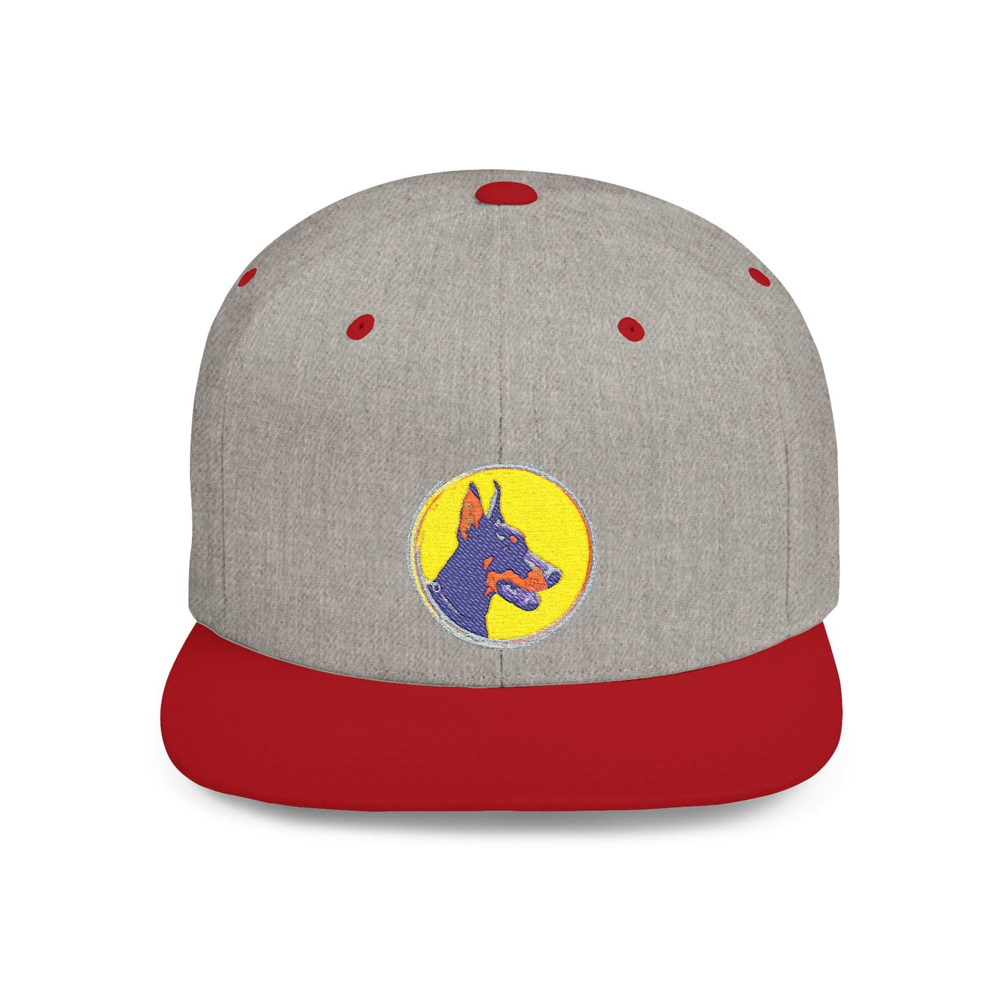 Doberman 3 Embroidered Flat Bill Snapback