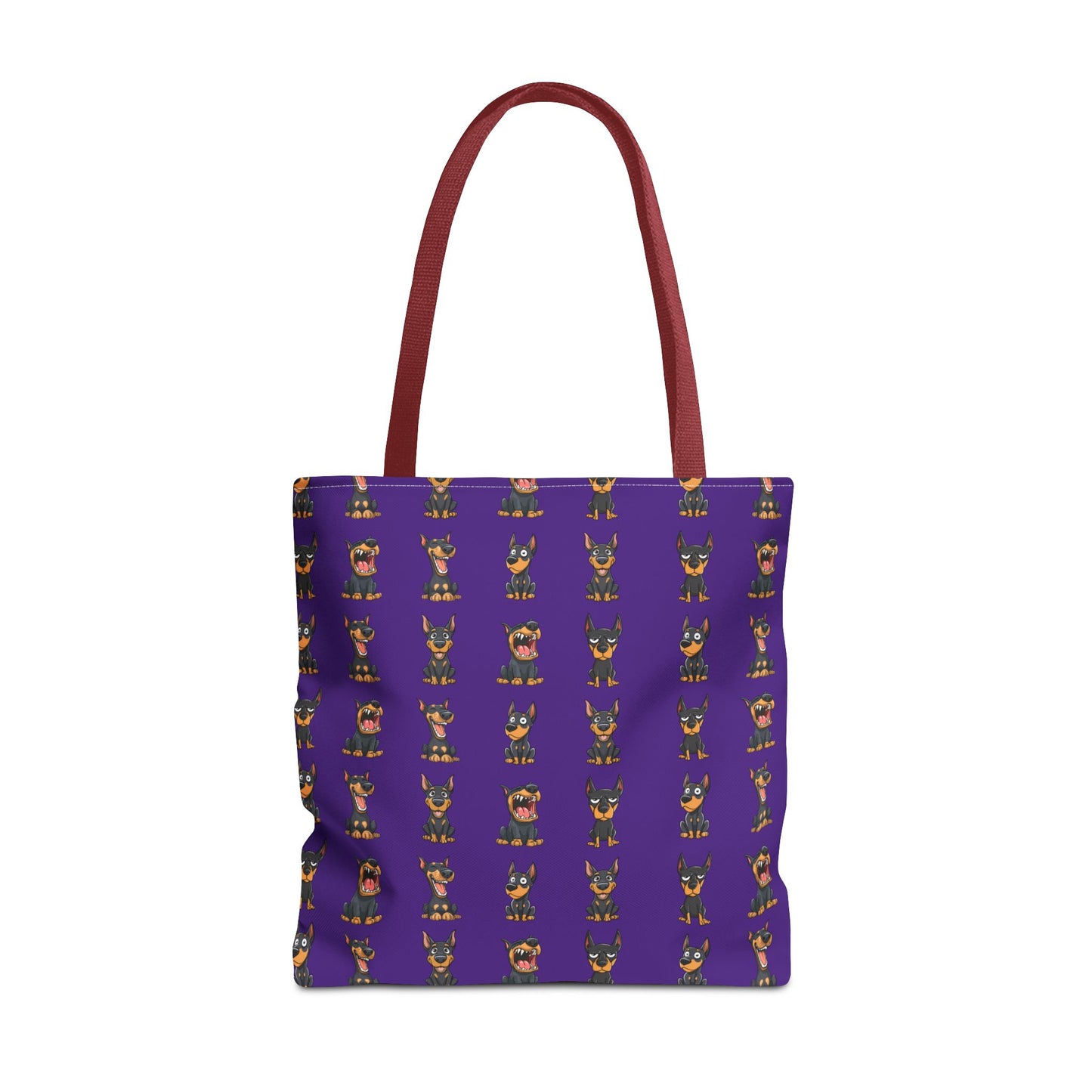 Doberman Cartoon Pattern Purple Tote Bag
