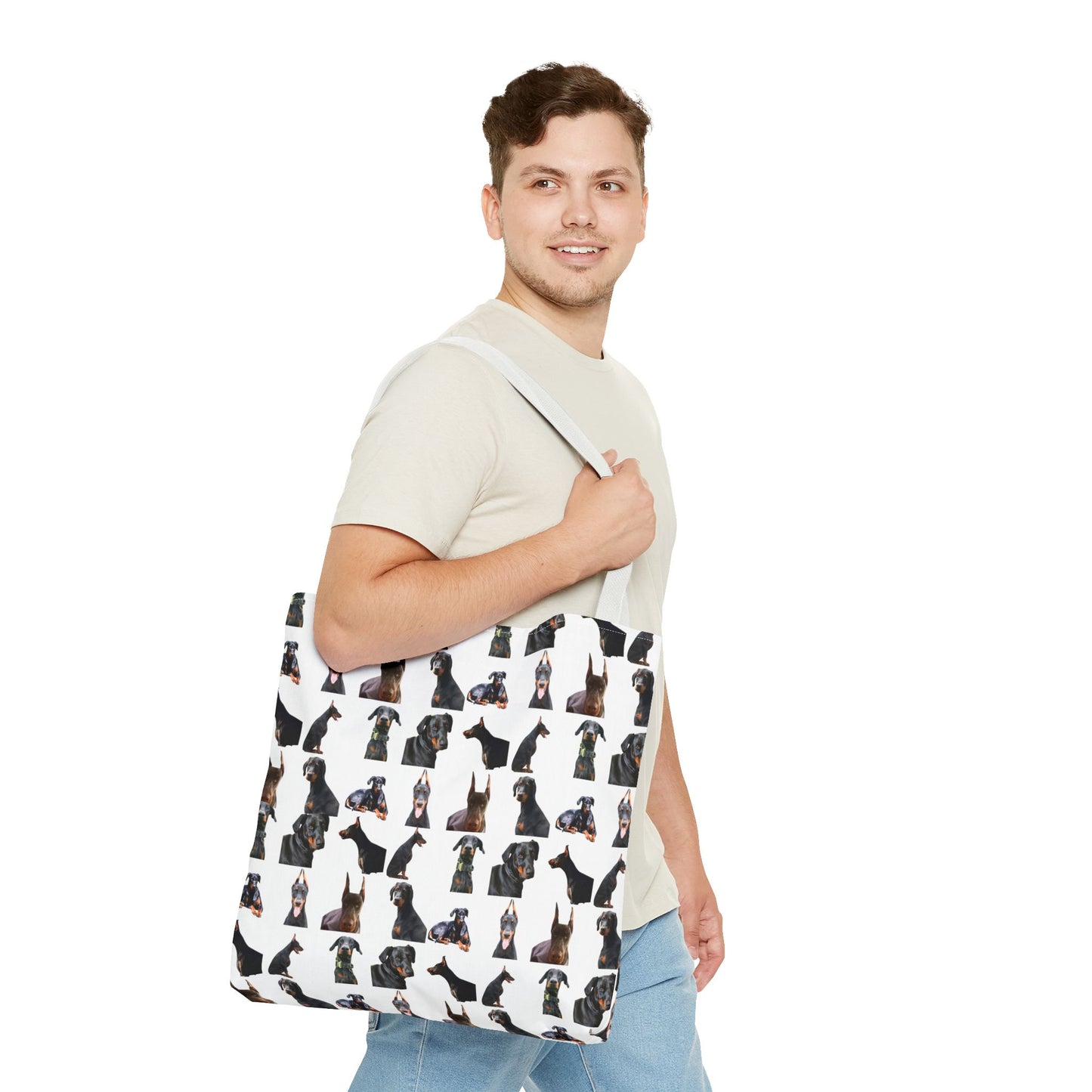 Edition 6 Doberman Model Pattern White Tote Bag