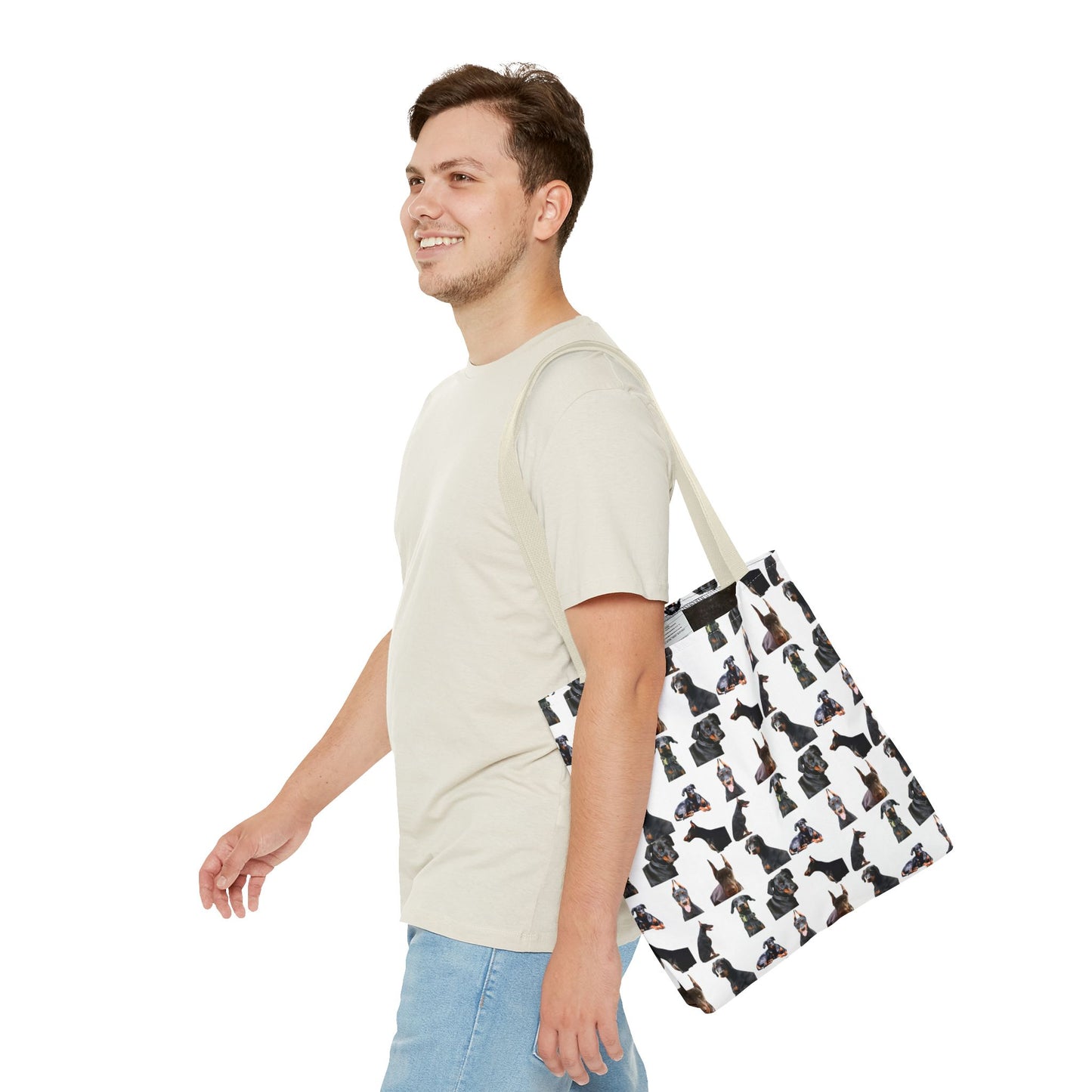 Edition 6 Doberman Model Pattern White Tote Bag