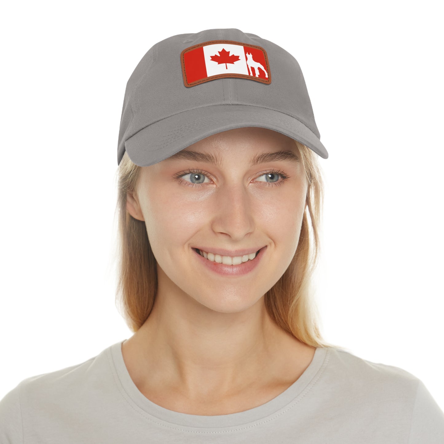 Doberman Protect Canada 2 Dad Hat with Leather Patch (Rectangle)