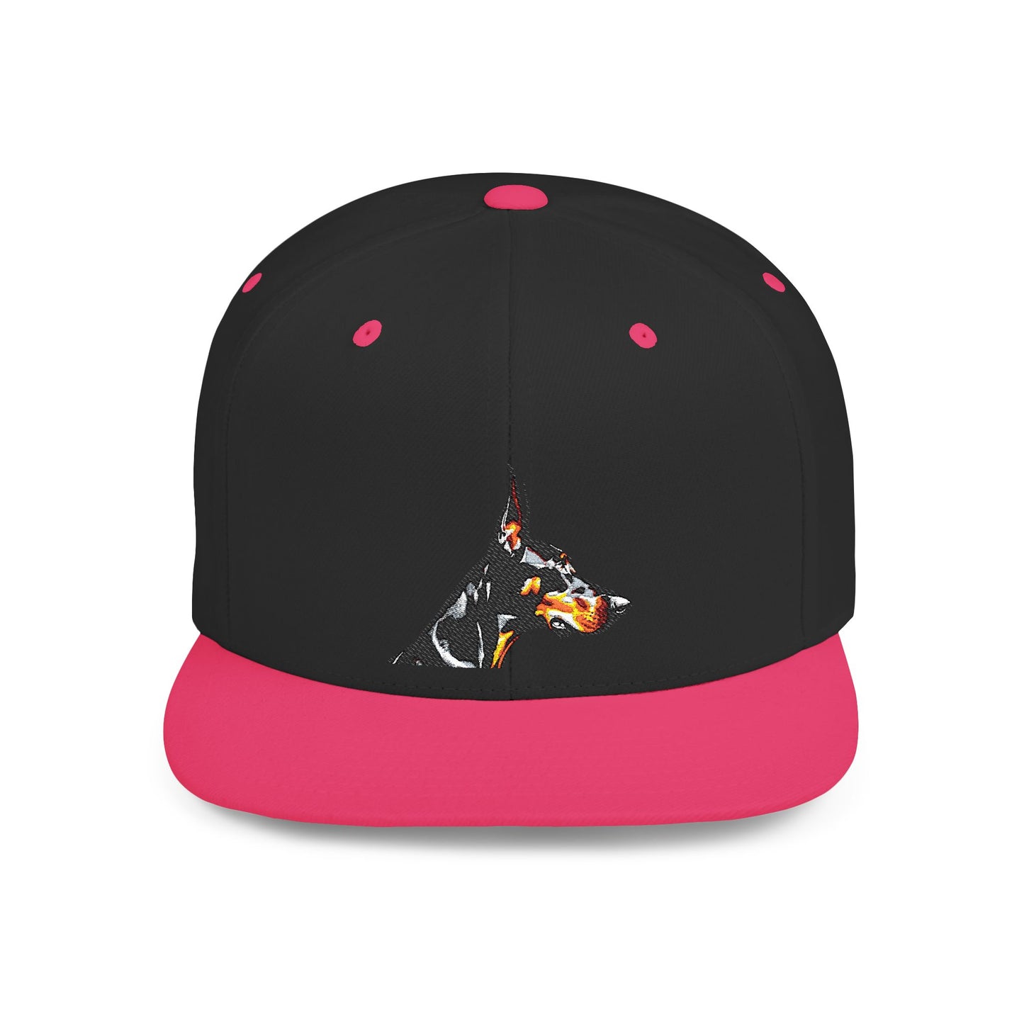 Doberman 5 Embroidered Flat Bill Snapback