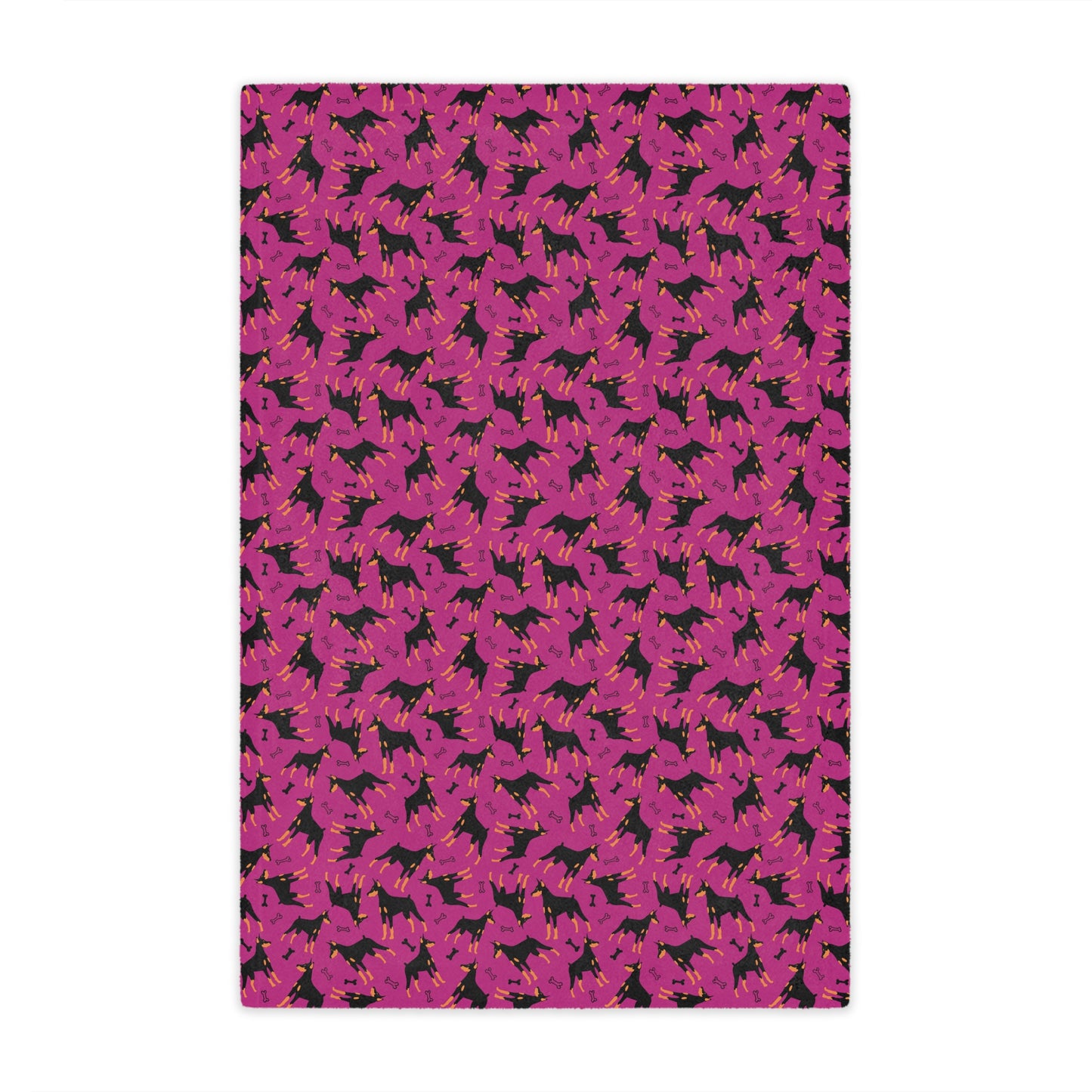 Pink AOP Dobie 1 Minky Blanket, Soft Throw Blanket, Warm Plush Blanket