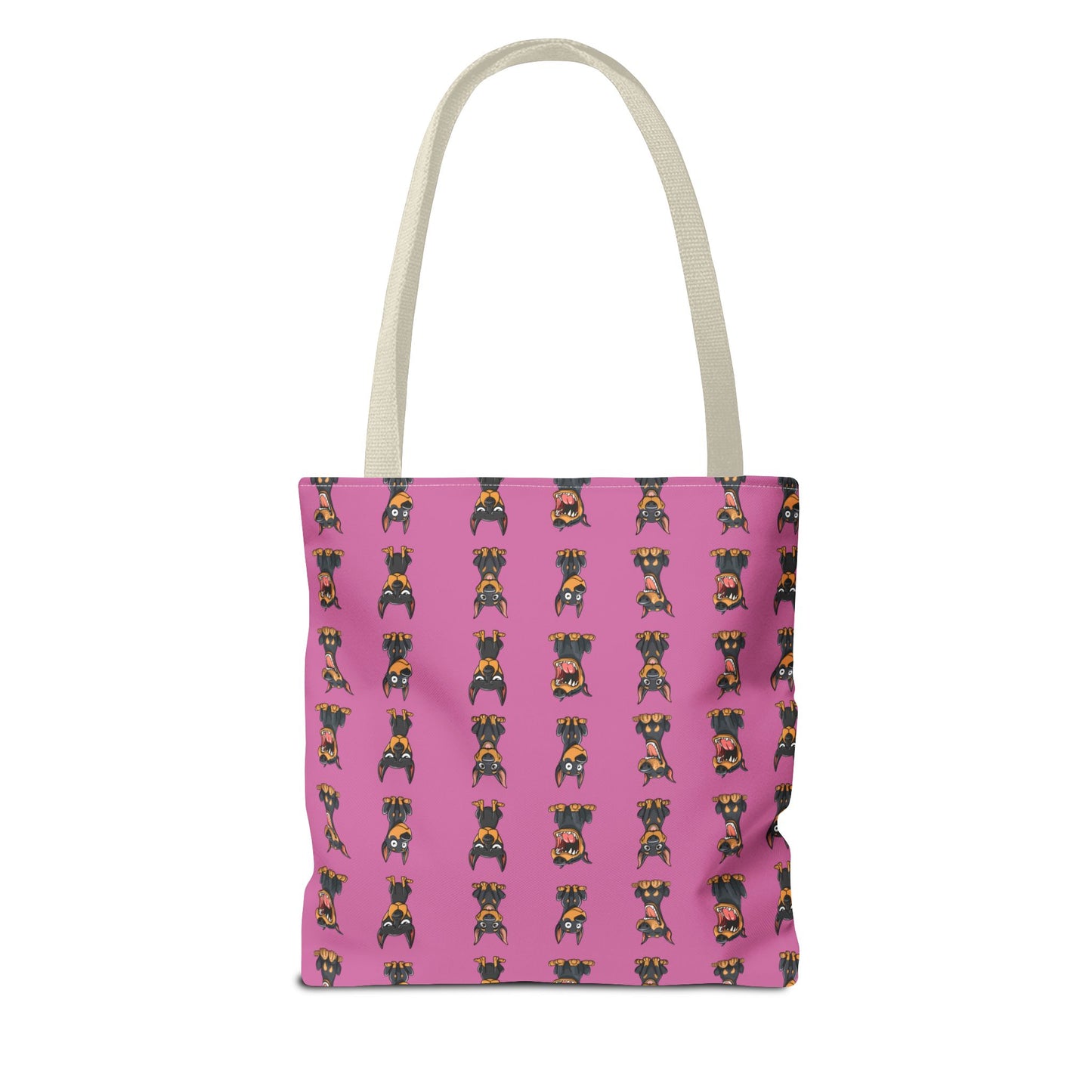 Doberman Cartoon Pattern Pink Tote Bag