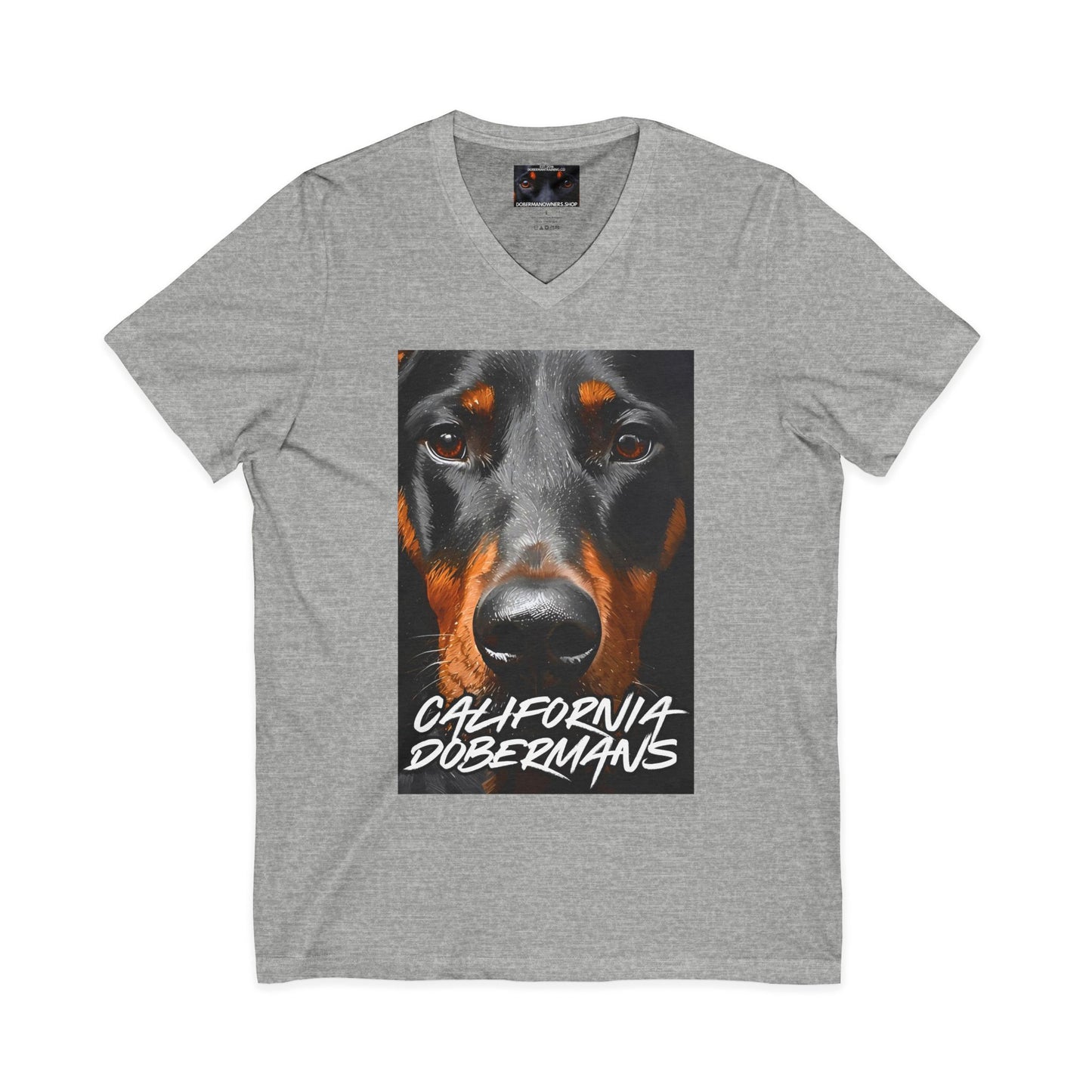 Doberman California 1 Private Label Unisex Jersey Short Sleeve V-Neck Tee