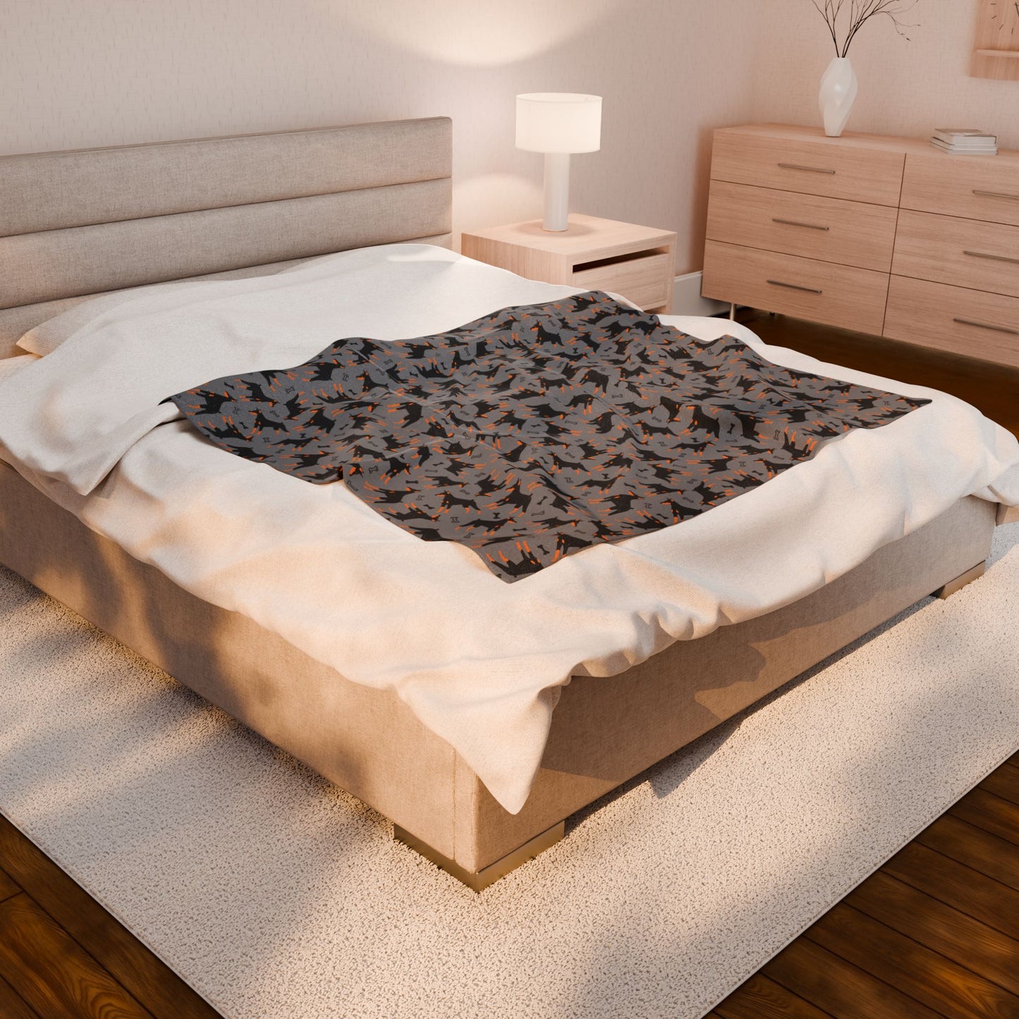 Gray AOP Velveteen Plush Blanket