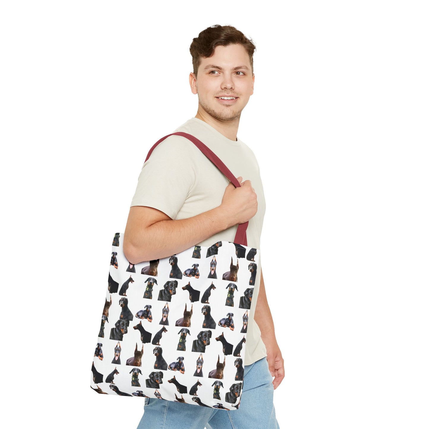 Edition 6 Doberman Model Pattern White Tote Bag