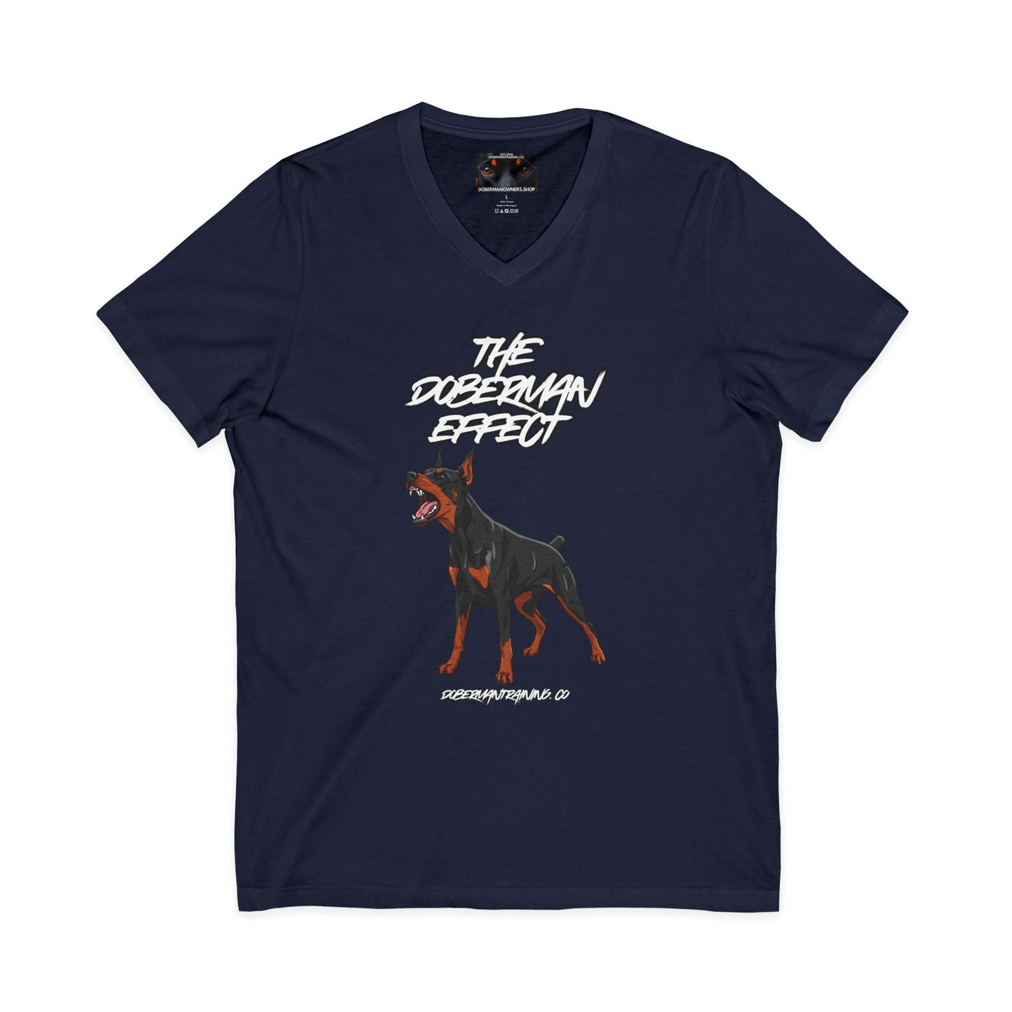 Doberman Effect 1 Private Label Unisex Jersey Short Sleeve V-Neck Tee