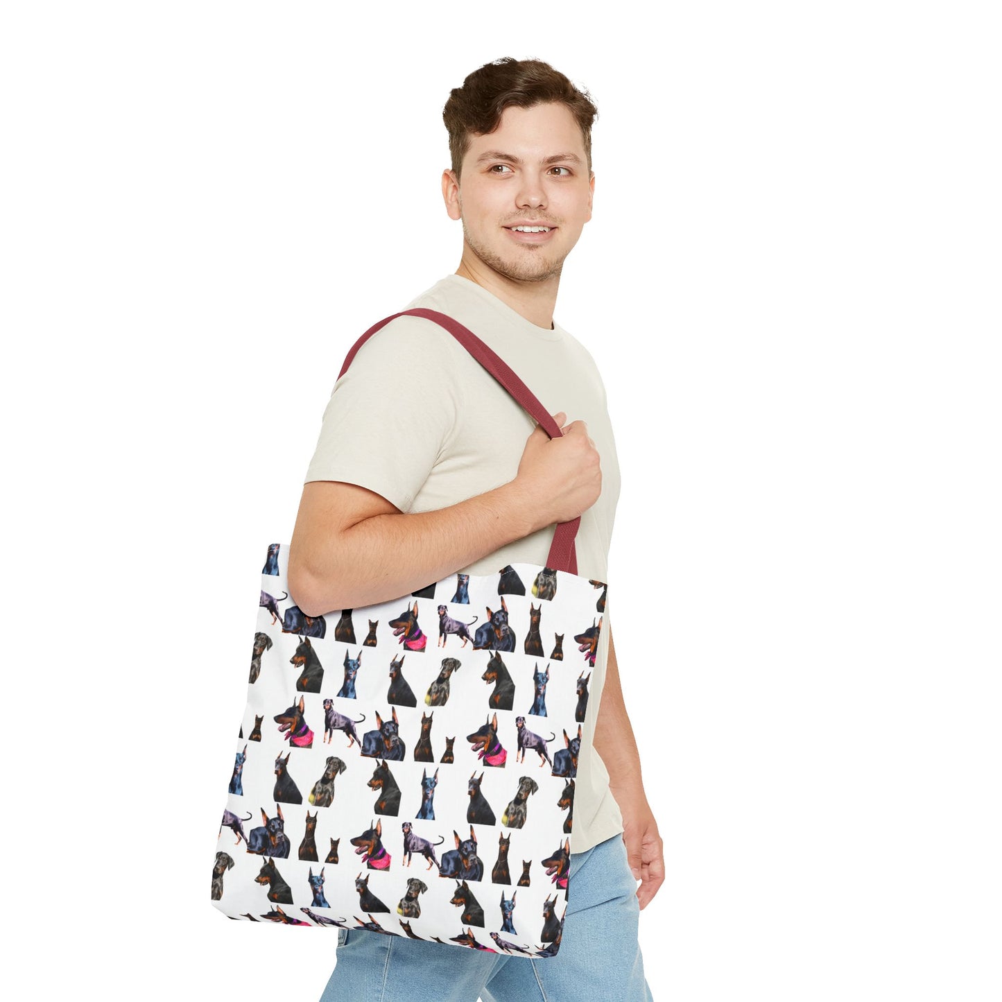 Edition 7 Doberman Model Pattern White Tote Bag