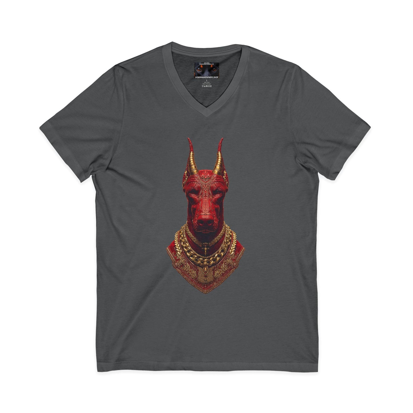 Doberman Goat 3 Private Label Unisex Jersey Short Sleeve V-Neck Tee
