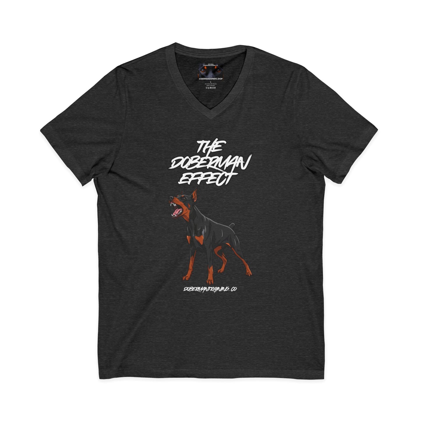 Doberman Effect 1 Private Label Unisex Jersey Short Sleeve V-Neck Tee