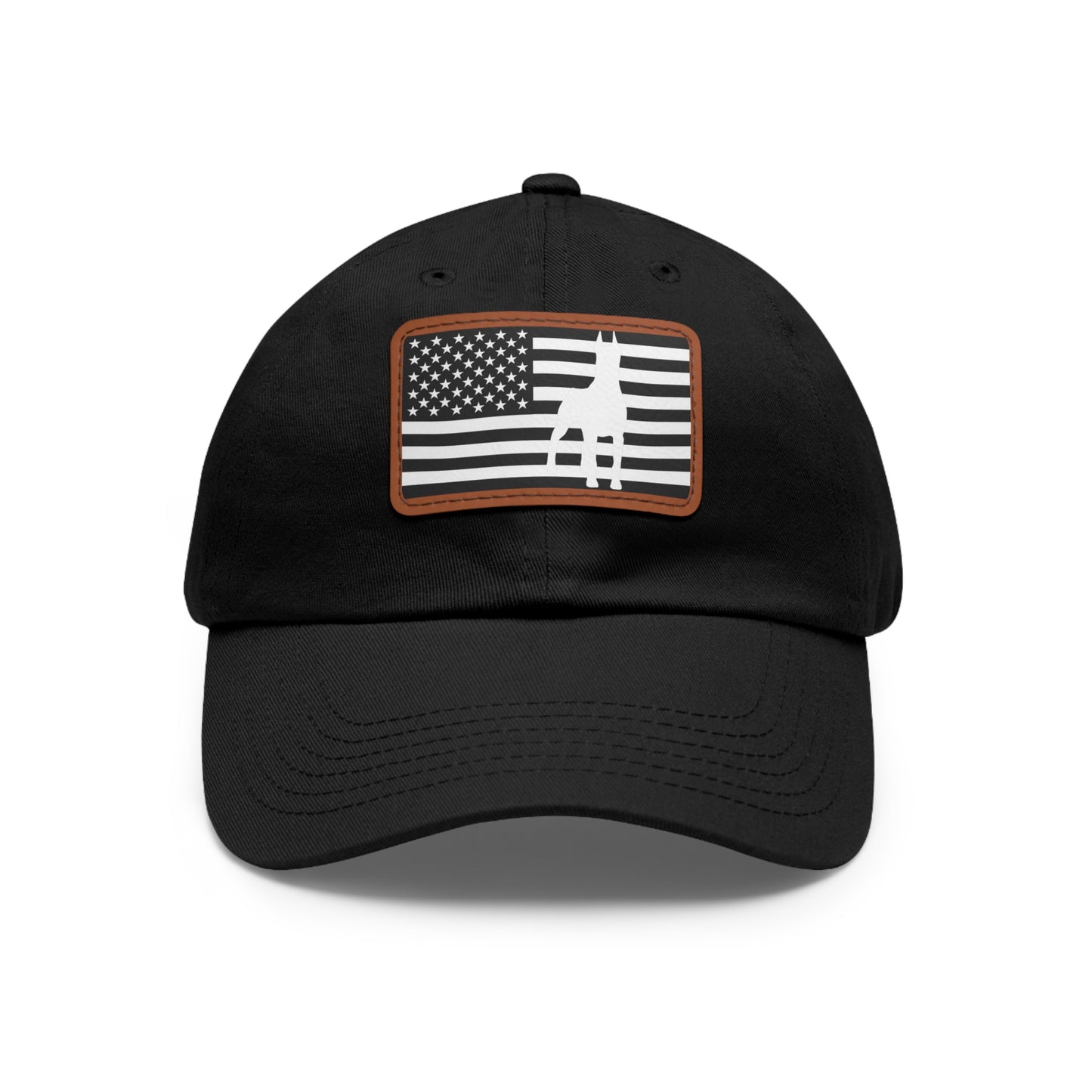 Doberman Protect 1 Dad Hat with Leather Patch (Rectangle)
