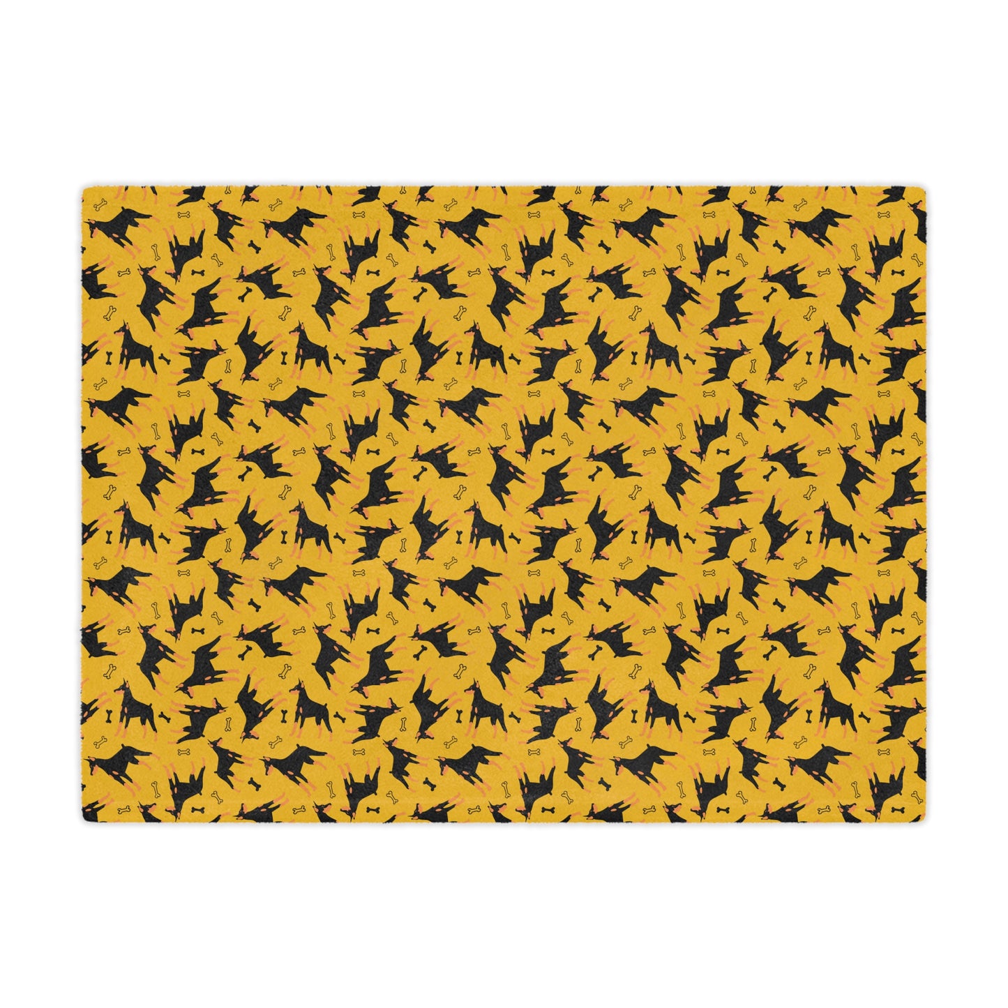 Yellow AOP Dobie 1 Minky Blanket, Soft Throw Blanket, Warm Plush Blanket