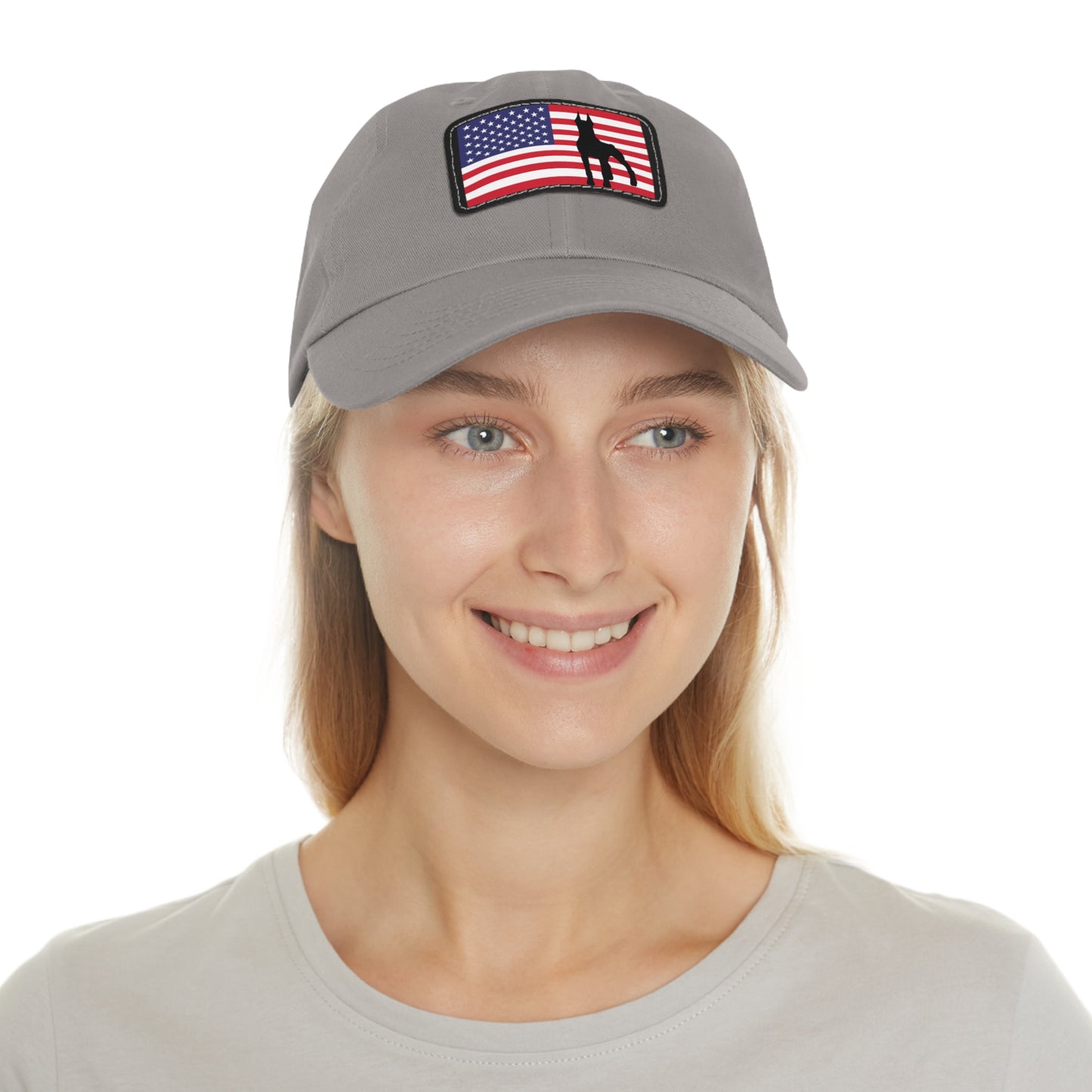 Doberman Protect USA 2 Dad Hat with Leather Patch (Rectangle)