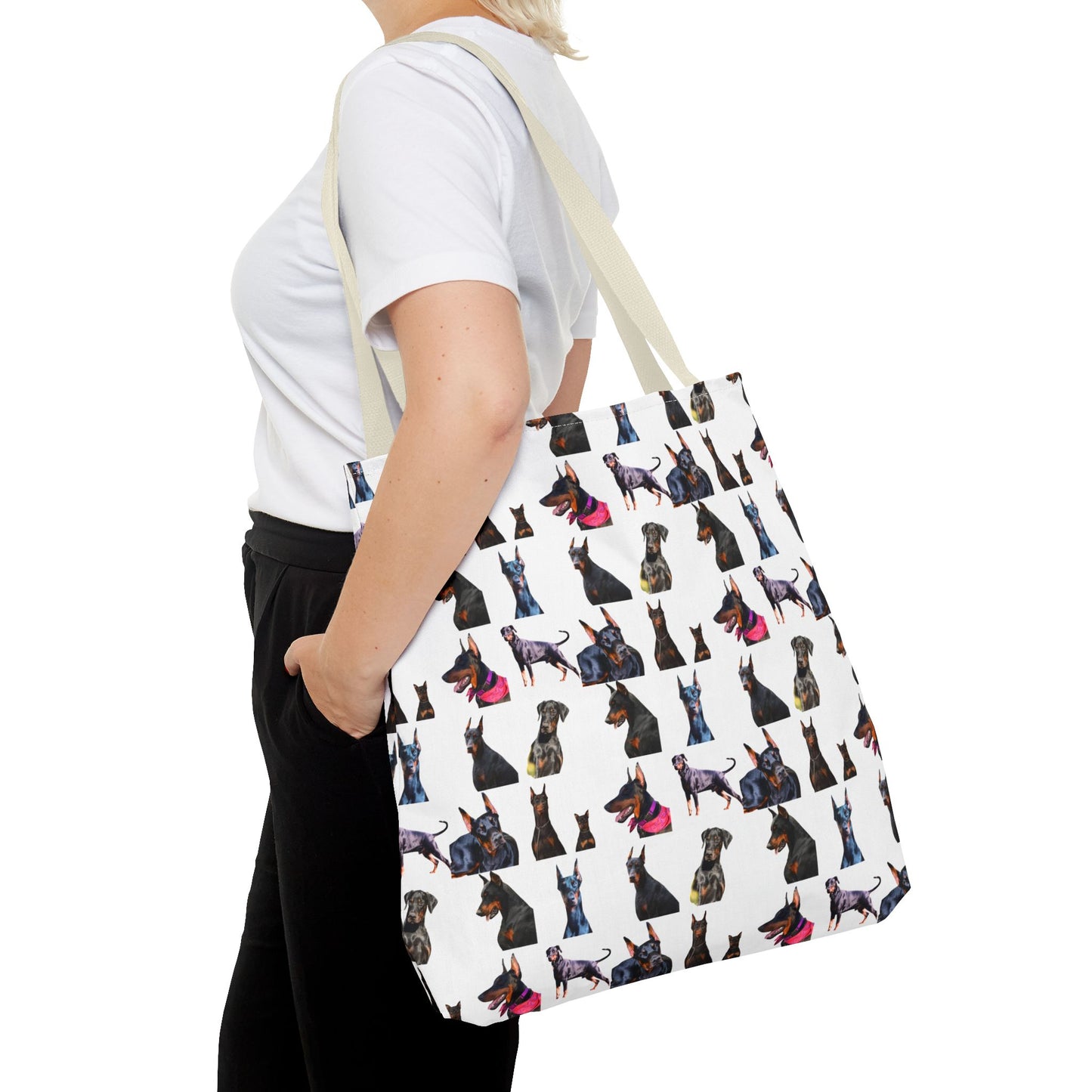 Edition 7 Doberman Model Pattern White Tote Bag