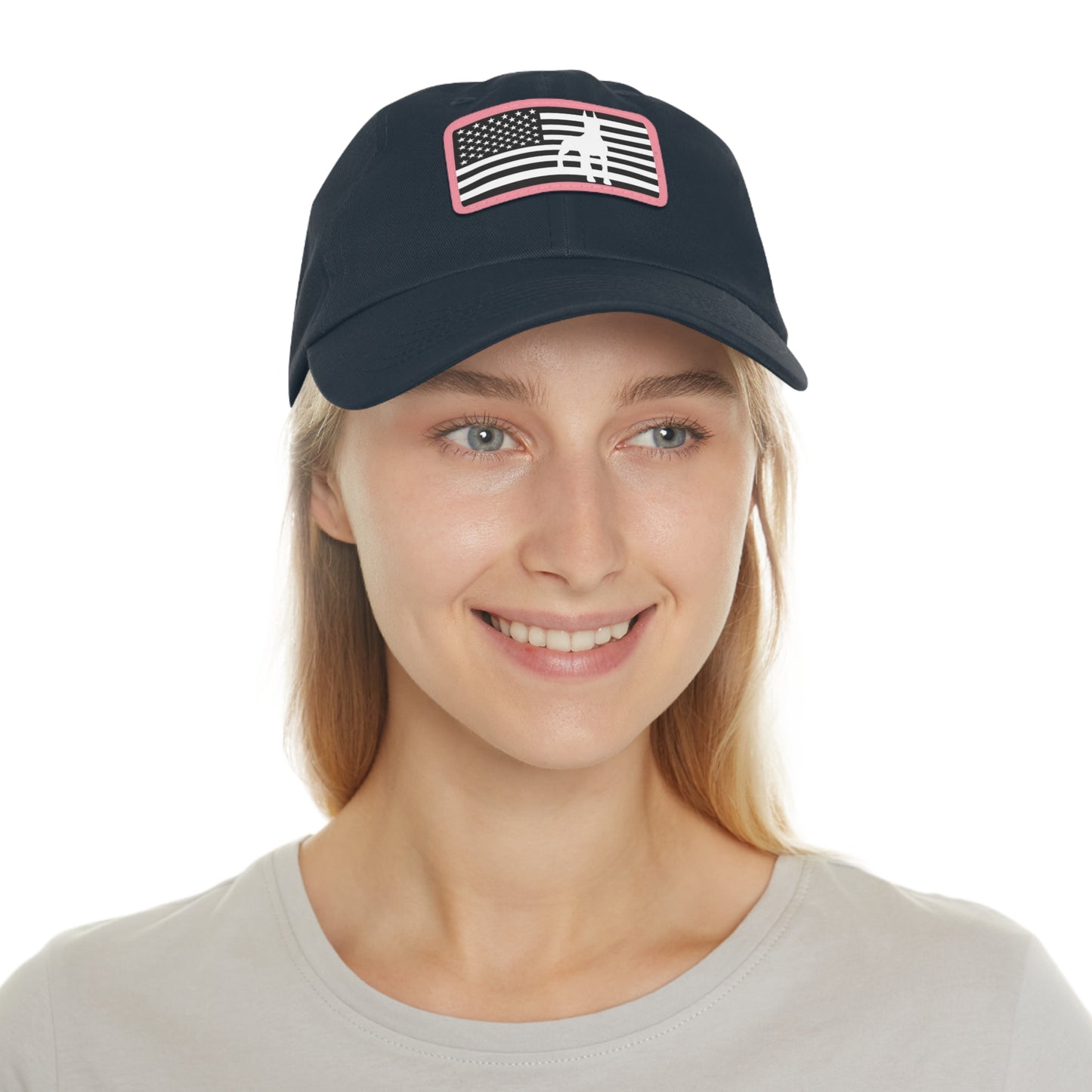 Doberman Protect 1 Dad Hat with Leather Patch (Rectangle)