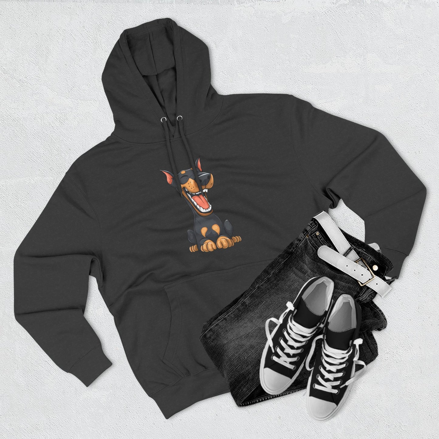 Doberman Cartoon 3 Three-Panel Fleece Hoodie