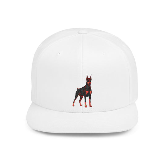Doberman 6 Embroidered Flat Bill Snapback