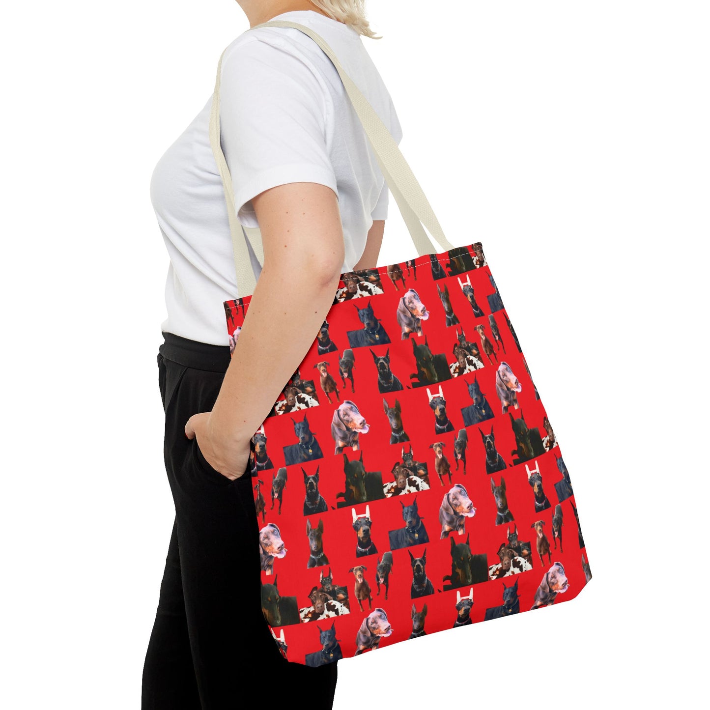 Edition 10 Doberman Model Pattern Red Tote Bag