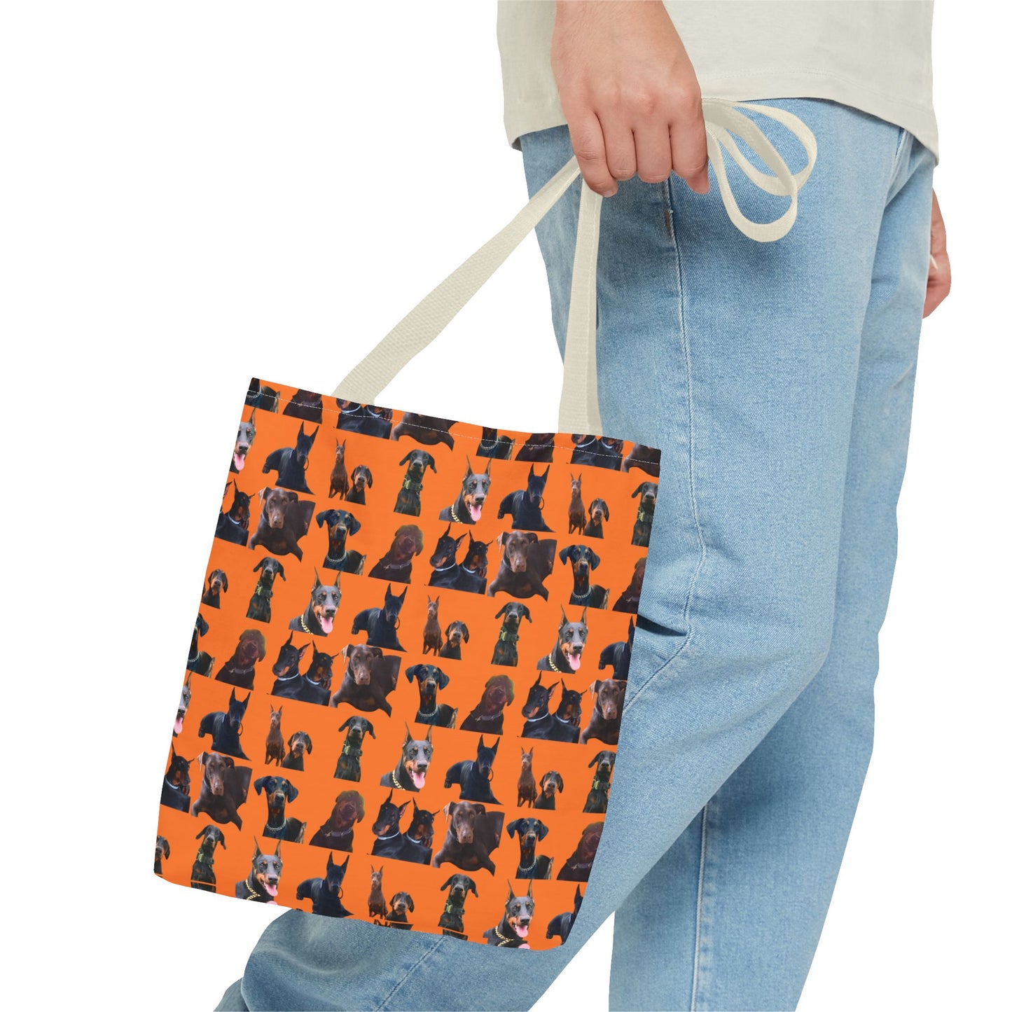 Edition 5 Doberman Model Pattern Orange Tote Bag