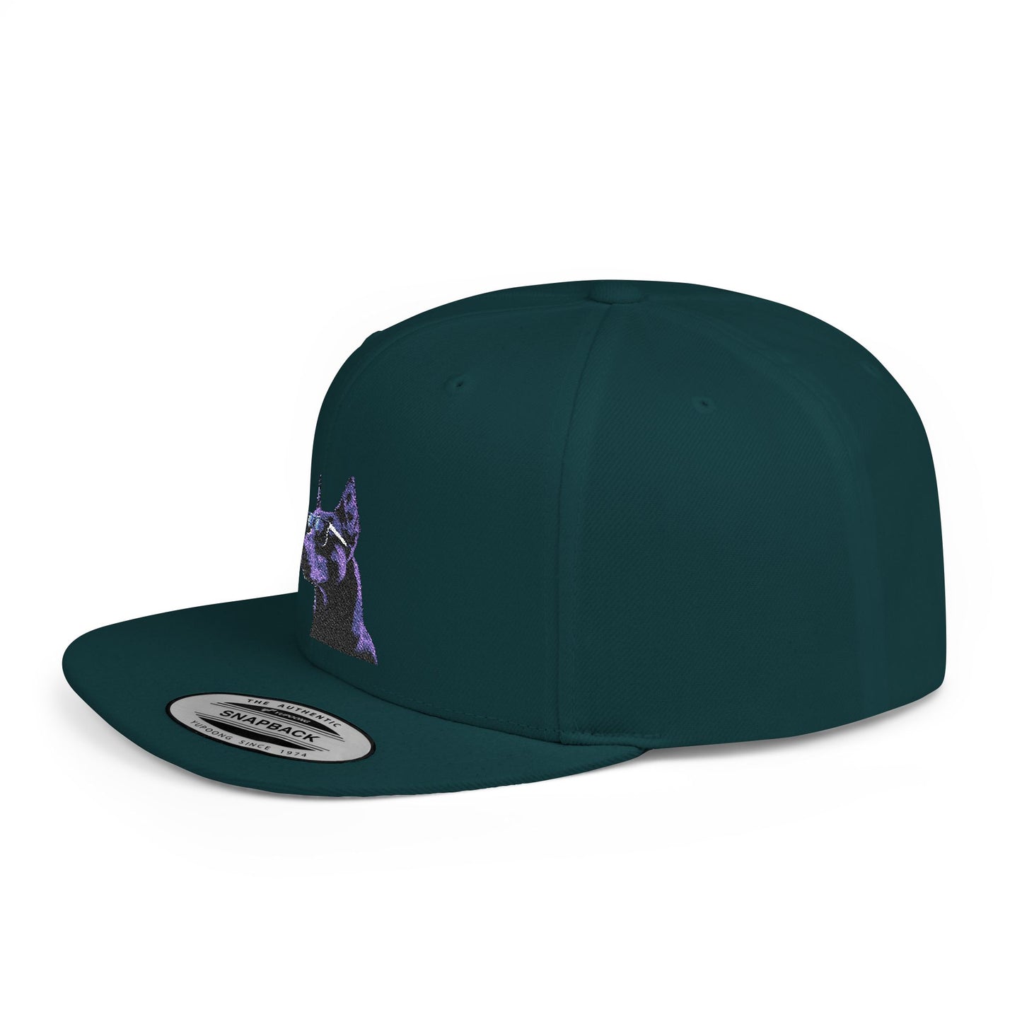 Doberman 4 Embroidered Flat Bill Snapback