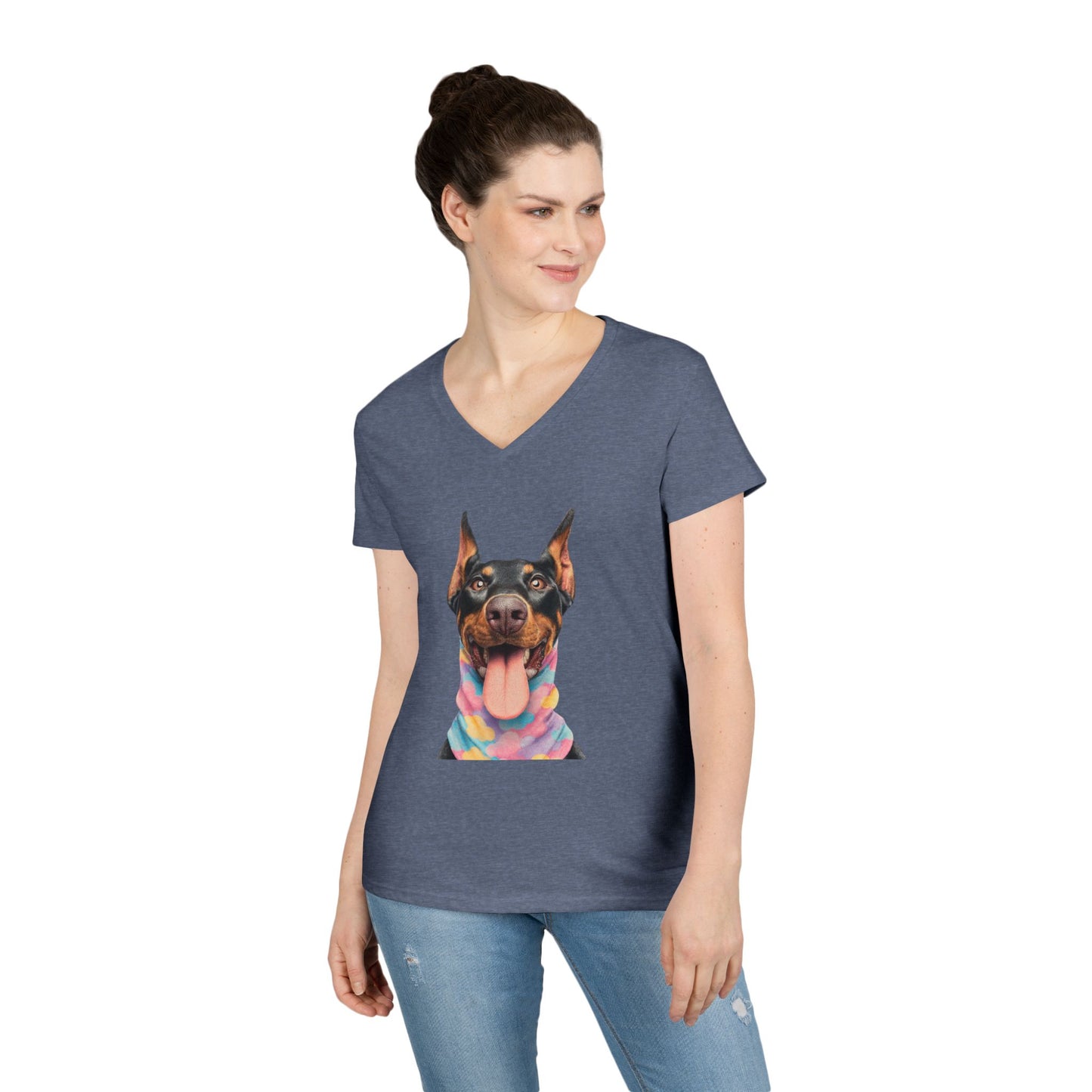 Doberman 1 V-Neck Tee Shirt for Women