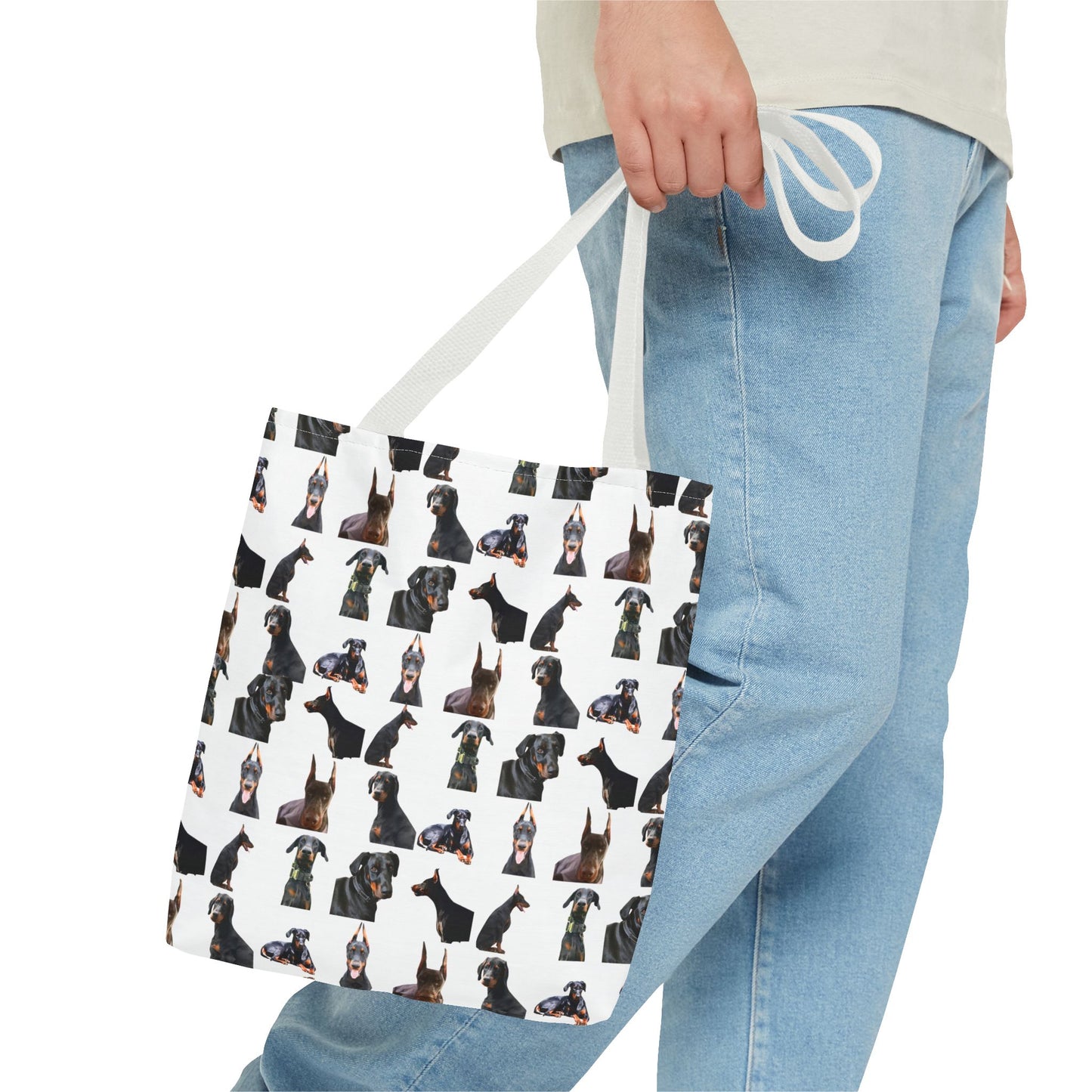 Edition 6 Doberman Model Pattern White Tote Bag