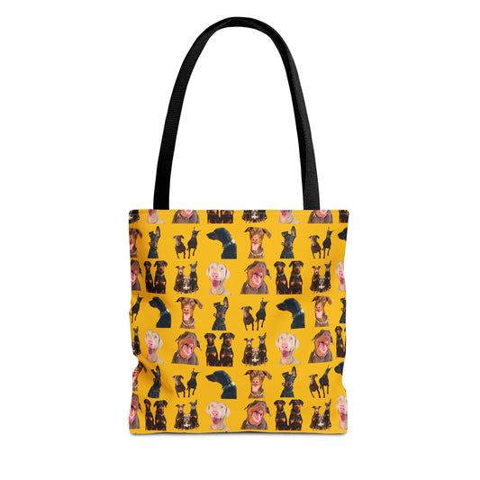Edition 9 Doberman Model Pattern Yellow Tote Bag