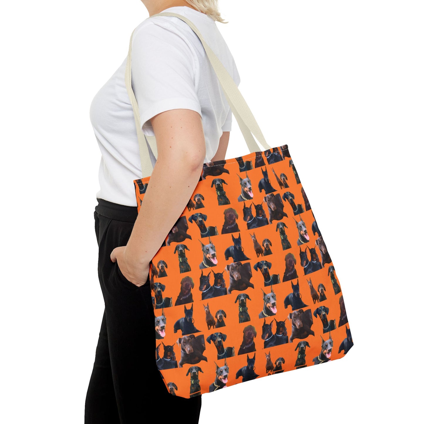 Edition 5 Doberman Model Pattern Orange Tote Bag