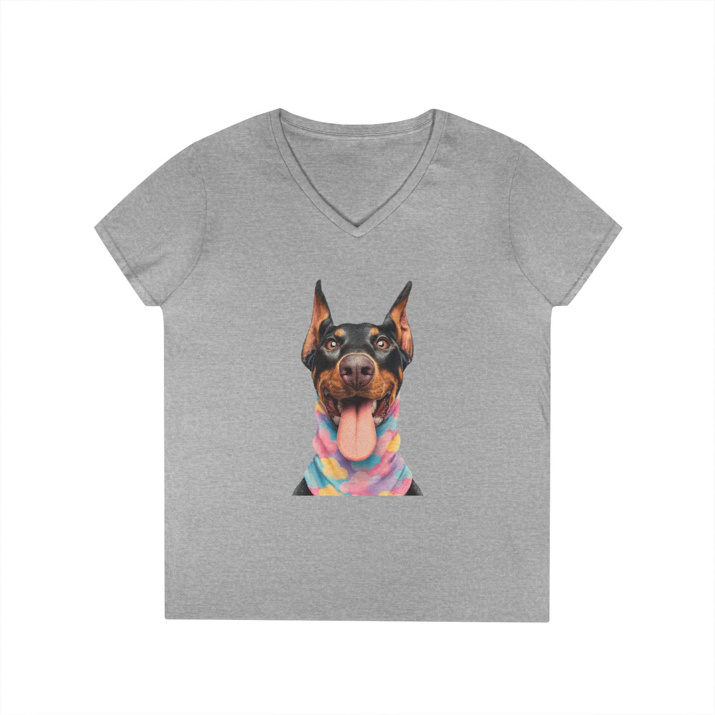 Doberman 1 V-Neck Tee Shirt for Women