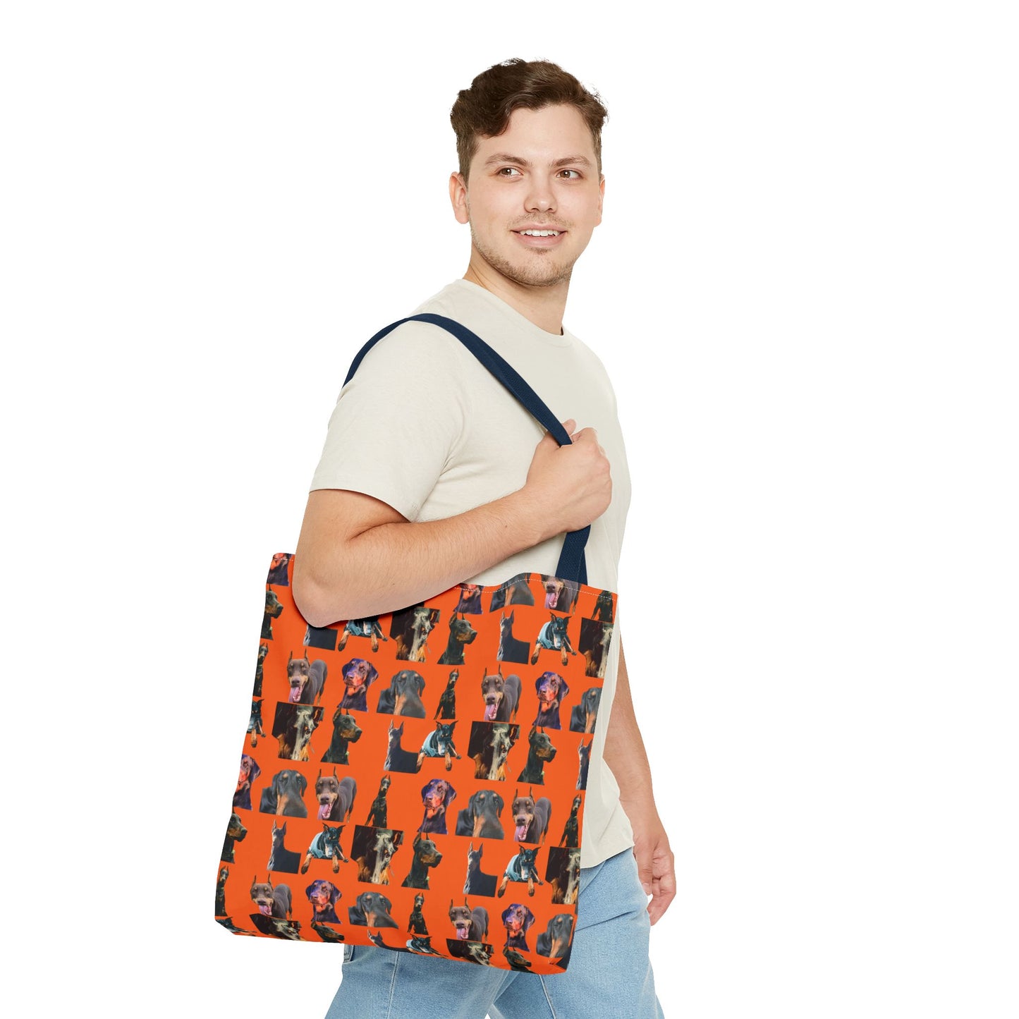 Edition 3 Doberman Model Pattern Orange Tote Bag