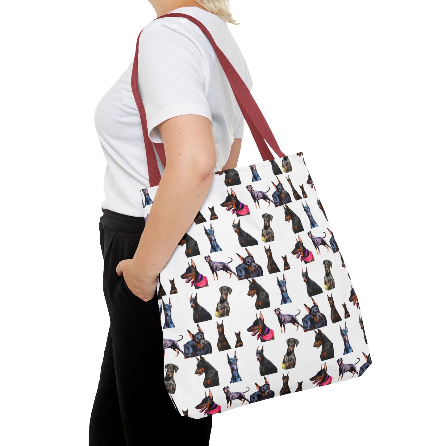 Edition 7 Doberman Model Pattern White Tote Bag