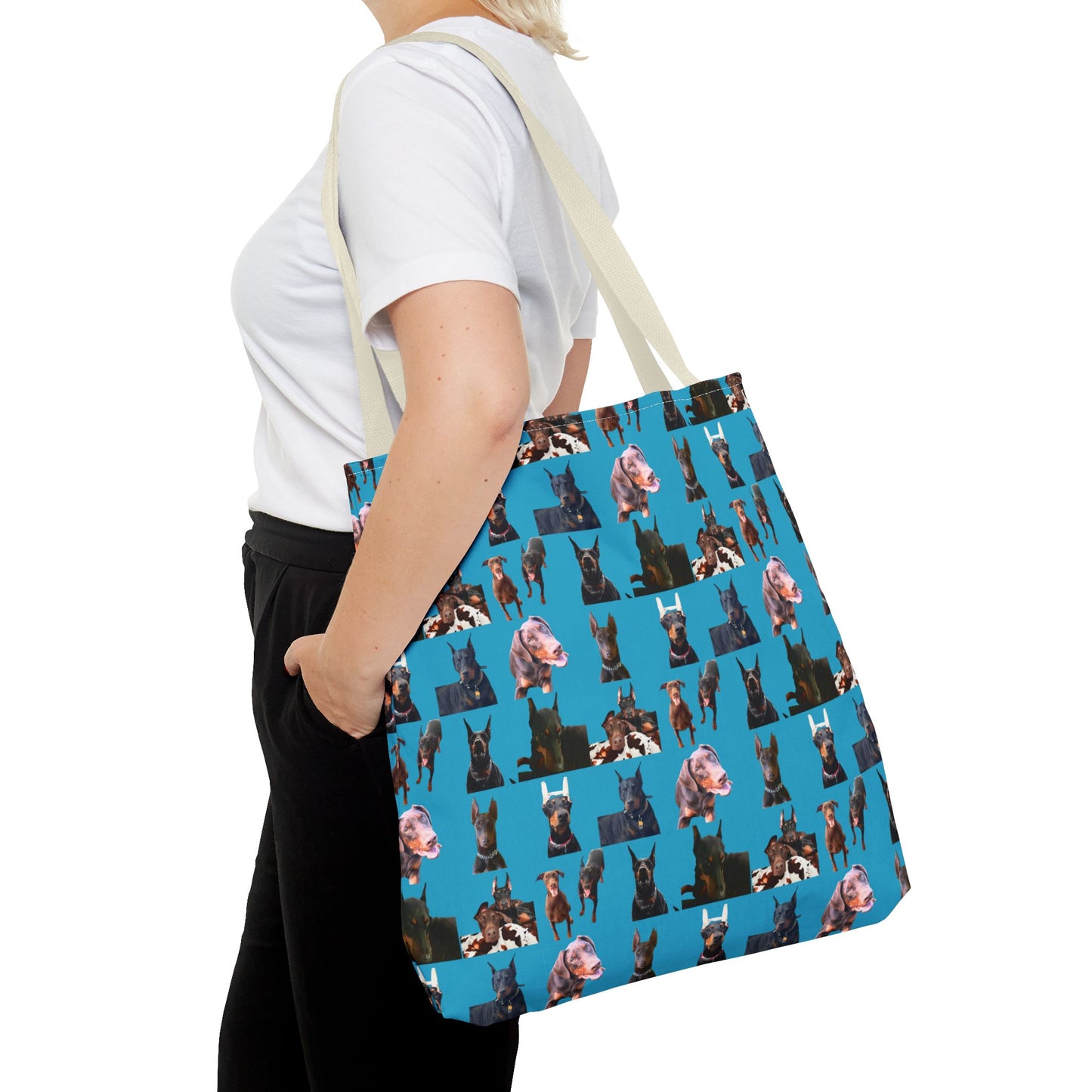 Edition 10 Doberman Model Pattern Turquoise Tote Bag