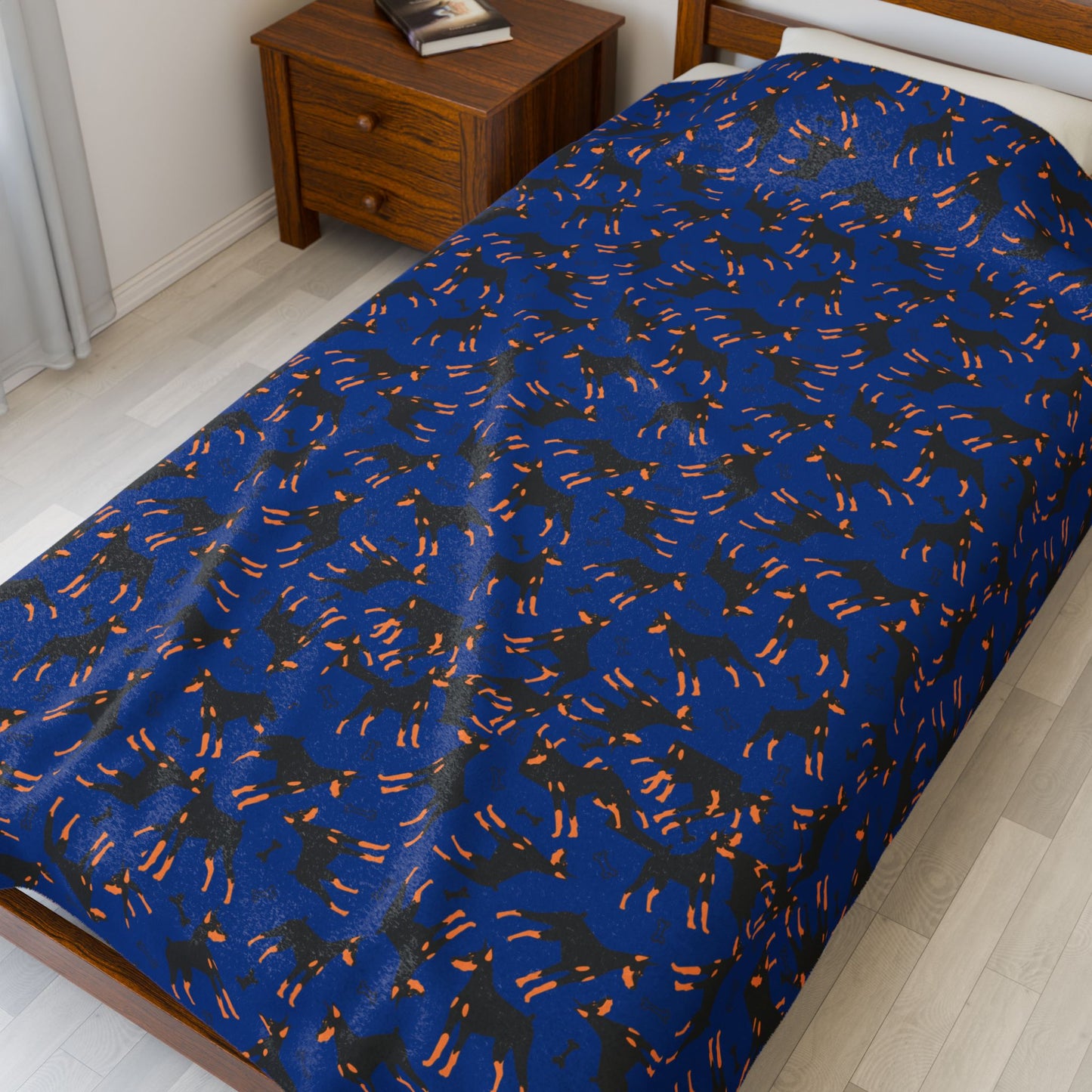Blue AOP Velveteen Plush Blanket