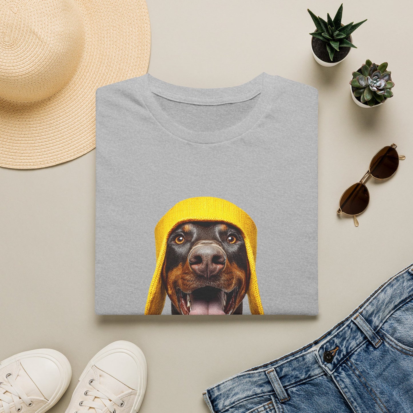 Doberman 3 Portrait T‑Shirt