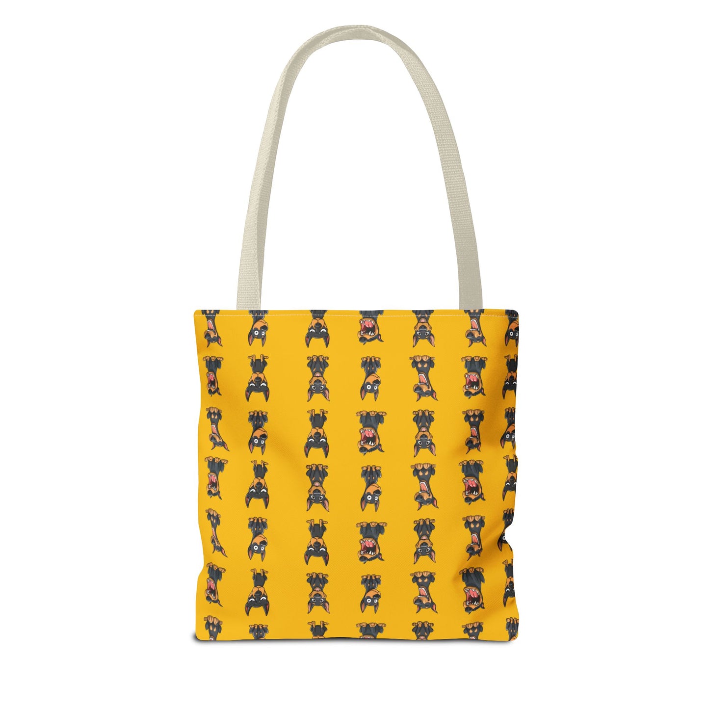 Doberman Cartoon Pattern Yellow Tote Bag