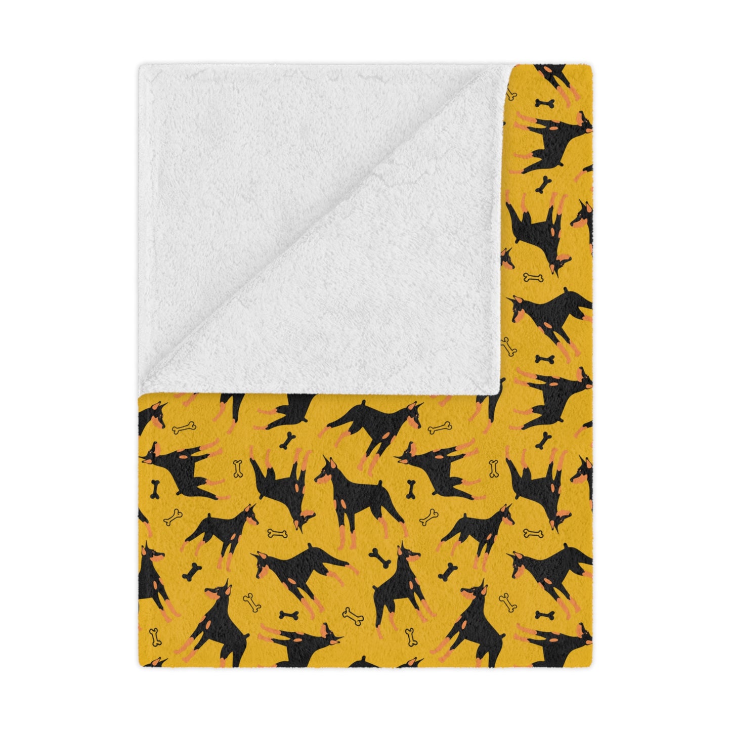Yellow AOP Dobie 1 Minky Blanket, Soft Throw Blanket, Warm Plush Blanket